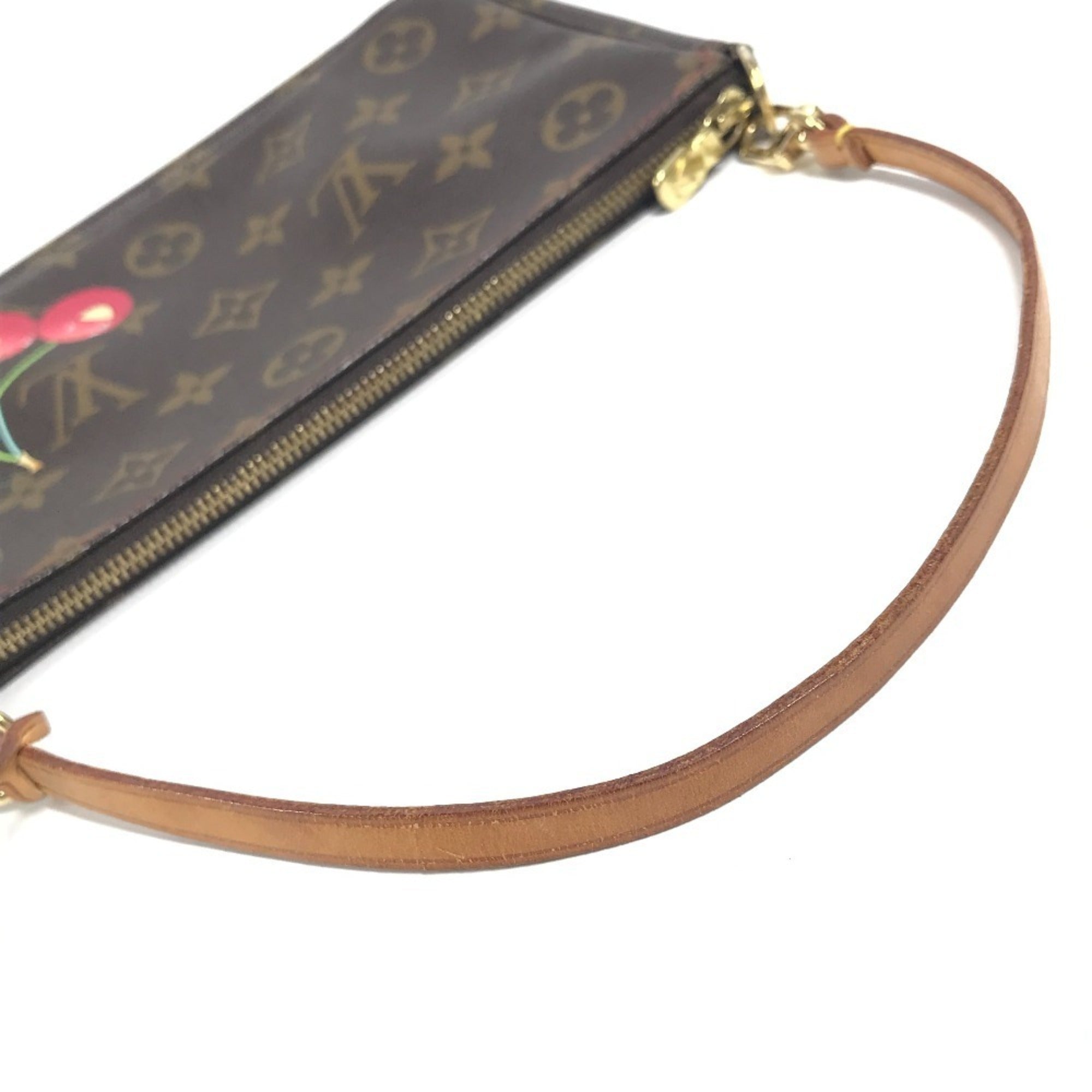 Louis Vuitton Brown Monogram Cherry Red Color Handbag Pochette (Pre-Owned)