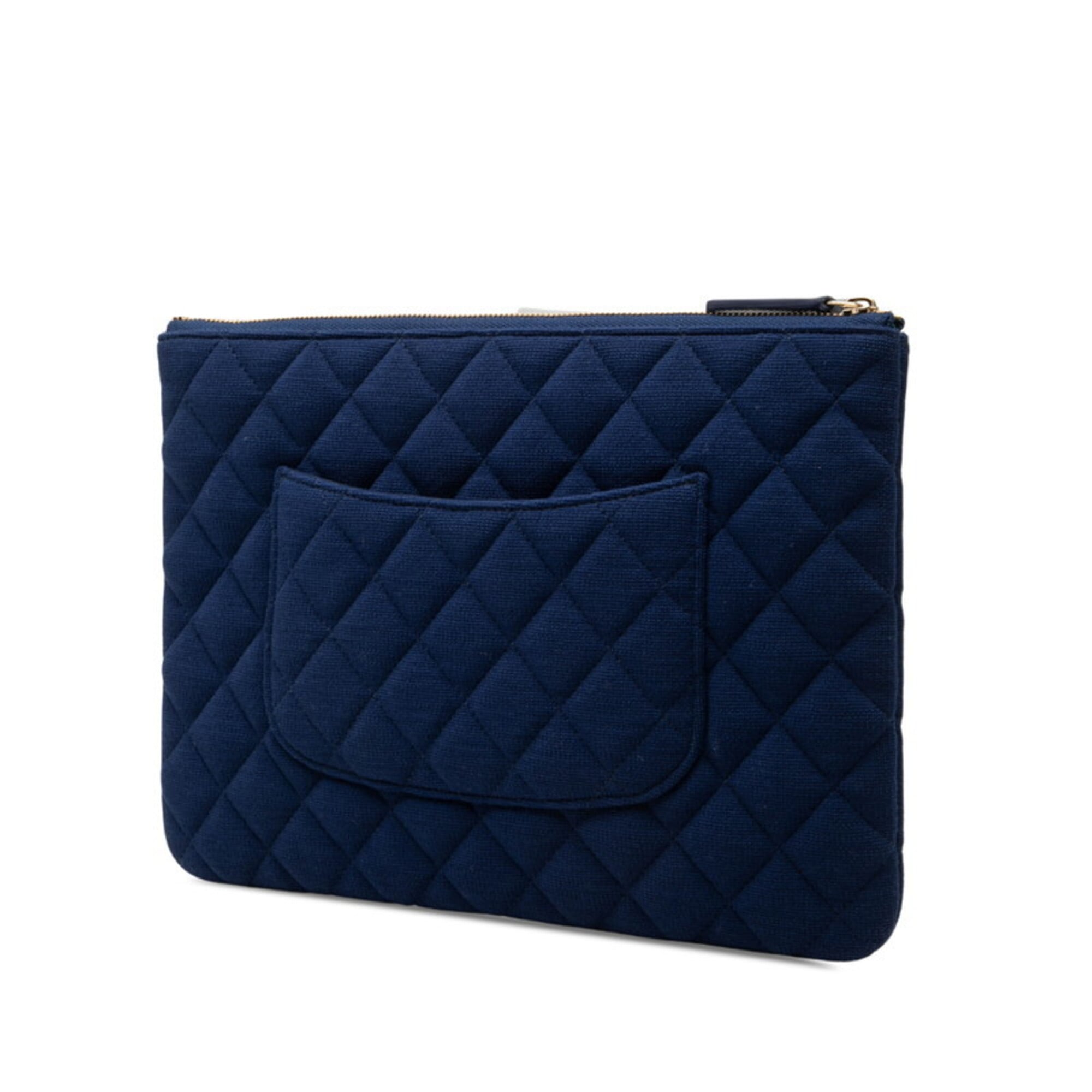 Chanel Navy Canvas Clutch Bag (Pre-Owned)