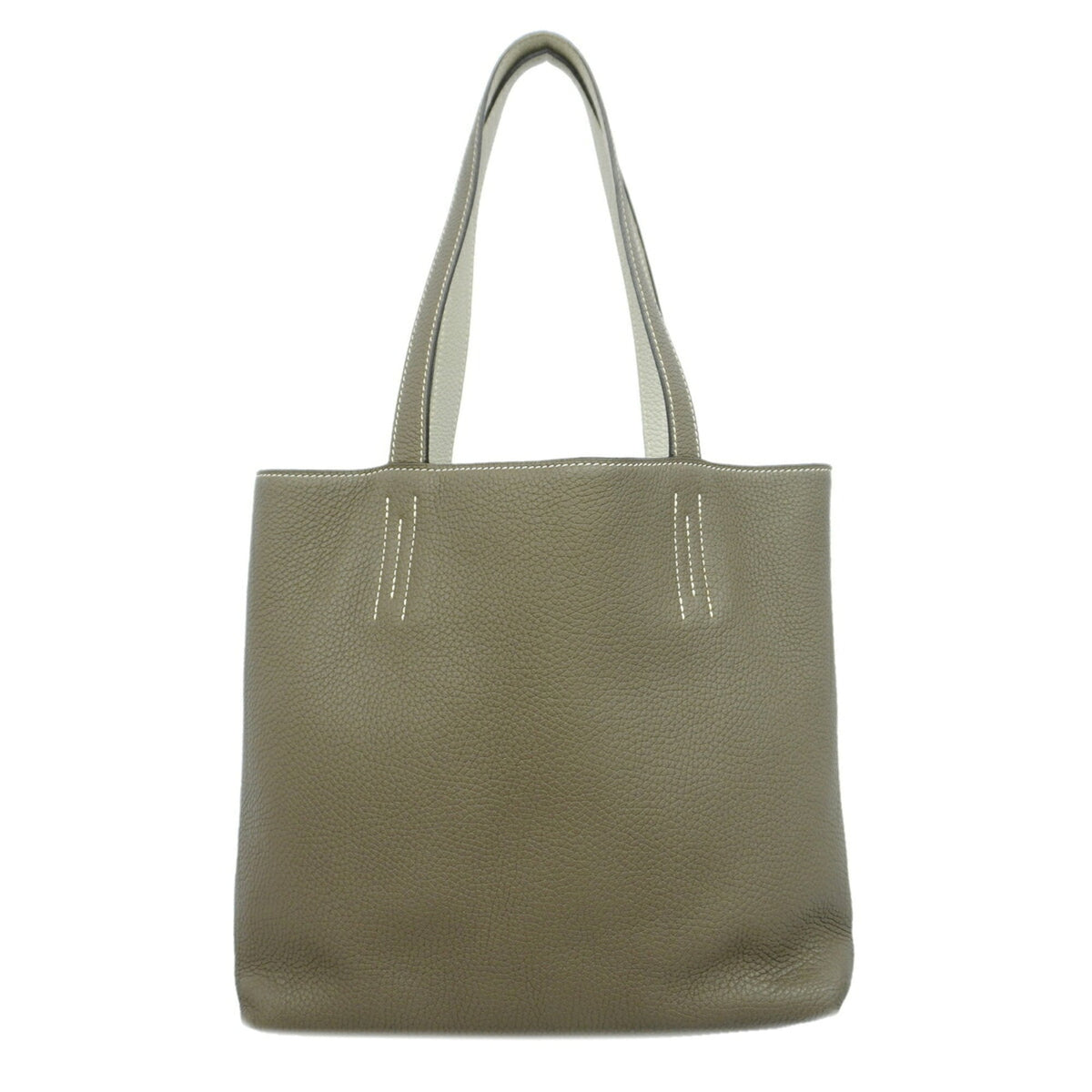 Hermes Etoupe Gray Taurillon Clemence Leather Tote Bag (Pre-Owned)