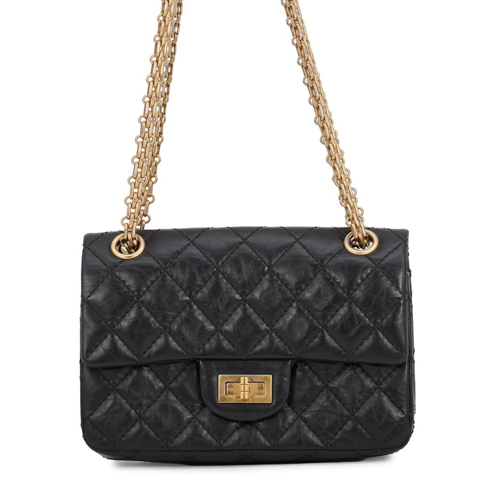 Chanel Matelasse Black Leather Handbag Shoulder Bag (Pre-Owned)