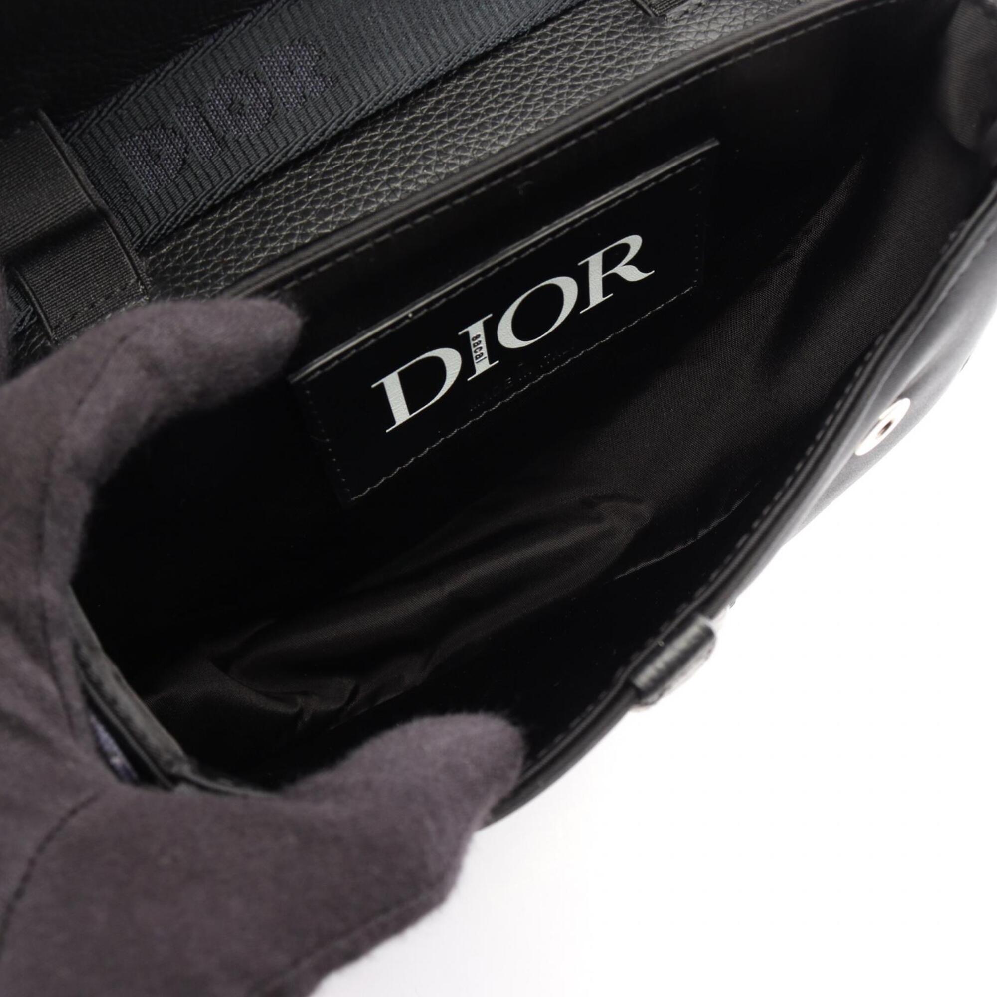 Christian Dior Black Nylon Leather Saddle Bag Shoulder Bag (Pre-Owned)