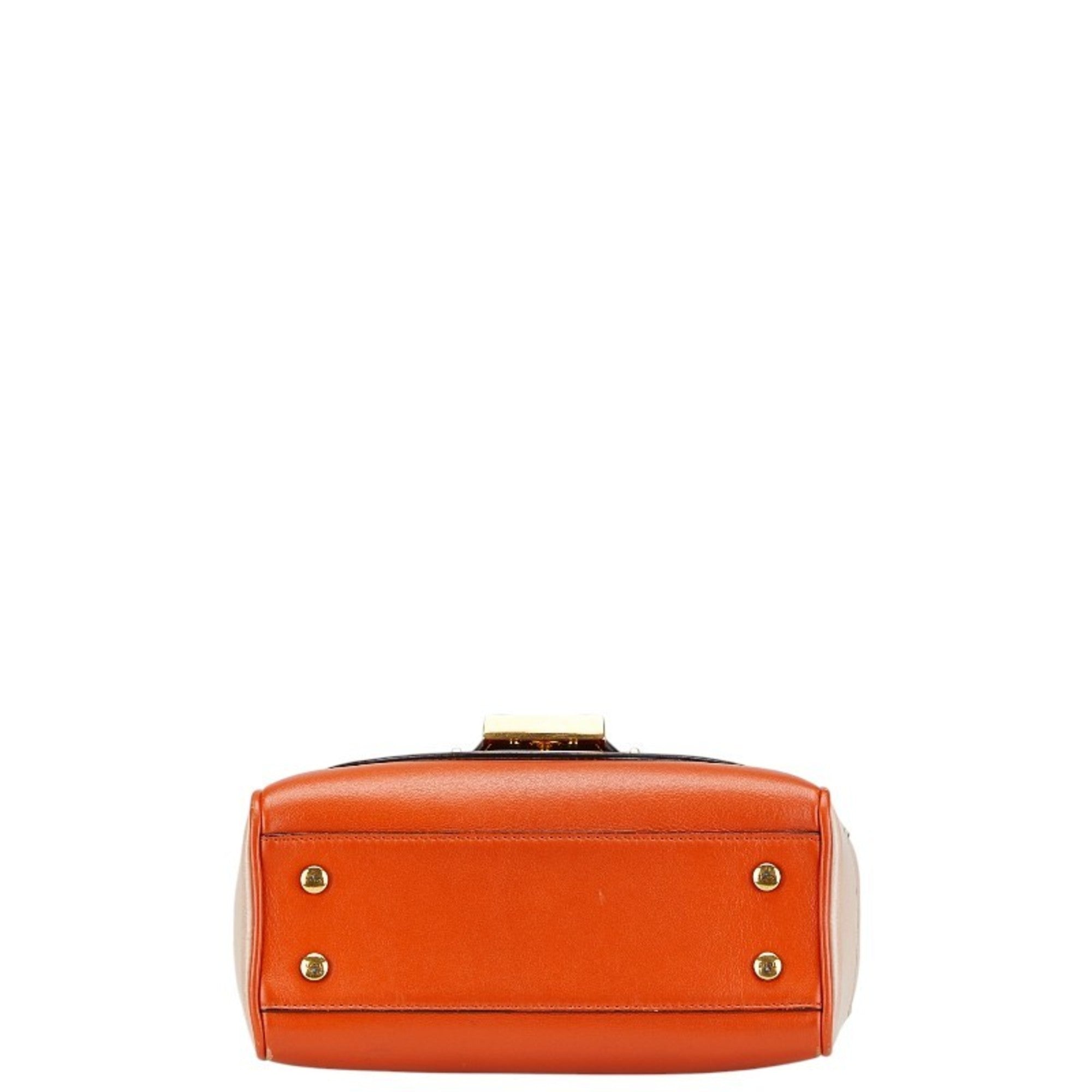 Tod's Beige Black Orange Leather Handbag Shoulder Bag (Pre-Owned)