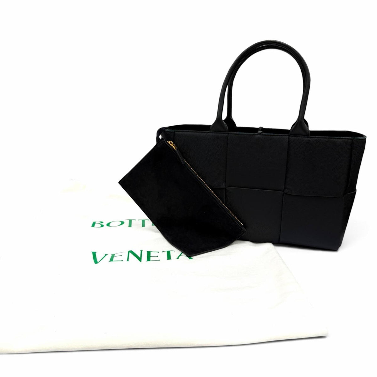 Bottega Veneta Black Leather Handbag Pouch Tote Bag (Pre-Owned)