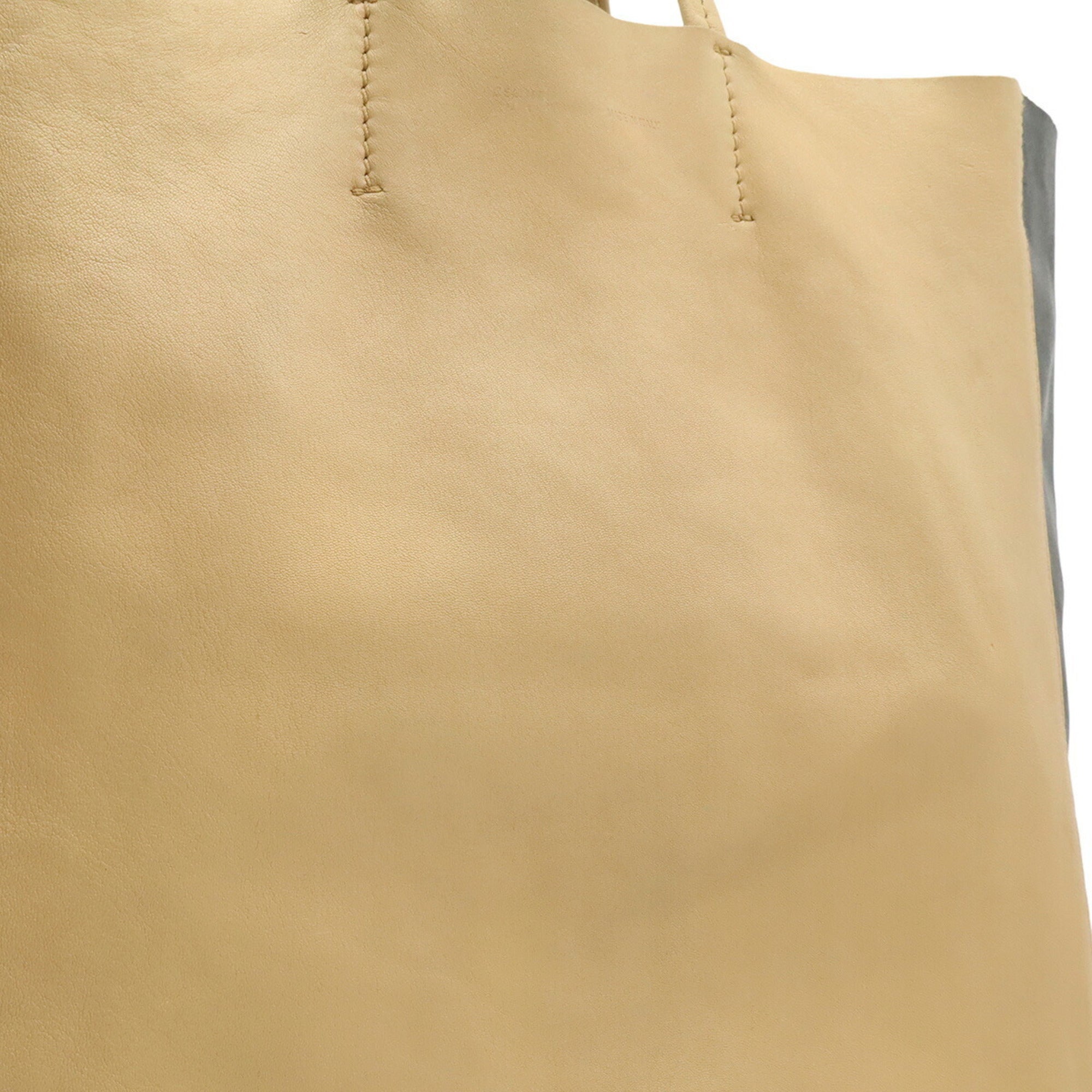 Celine Beige Black Leather Shoulder Bag Tote Bag (Pre-Owned)