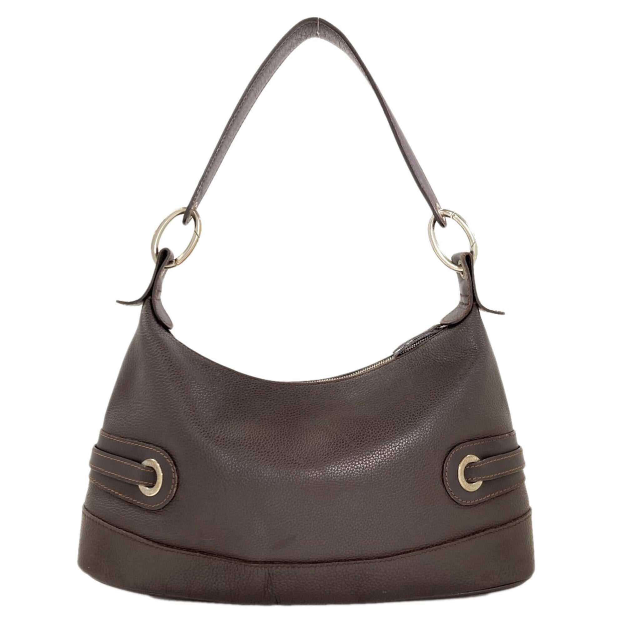 Longchamp Dark Brown Leather Shoulder Bag (Pre-Owned)