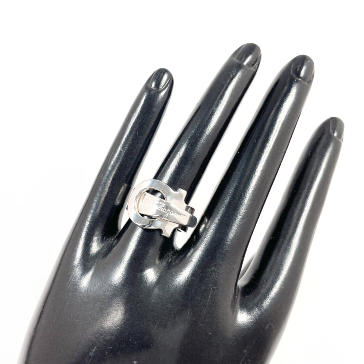 Salvatore Ferragamo Gancini Silver Silver 925 Band Ring (Pre-Owned)