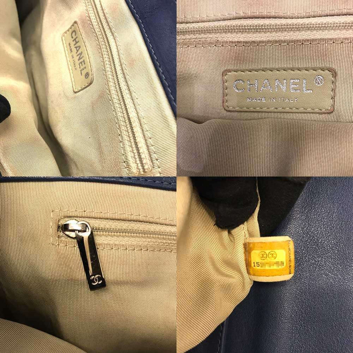 Chanel Matelasse Navy Leather Shoulder Bag (Pre-Owned)