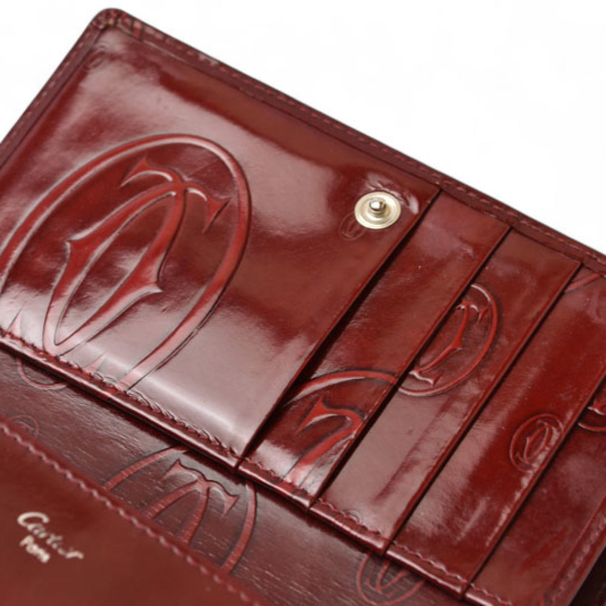 Cartier Bordeaux Leather Wallet (Bi-Fold) (Pre-Owned)