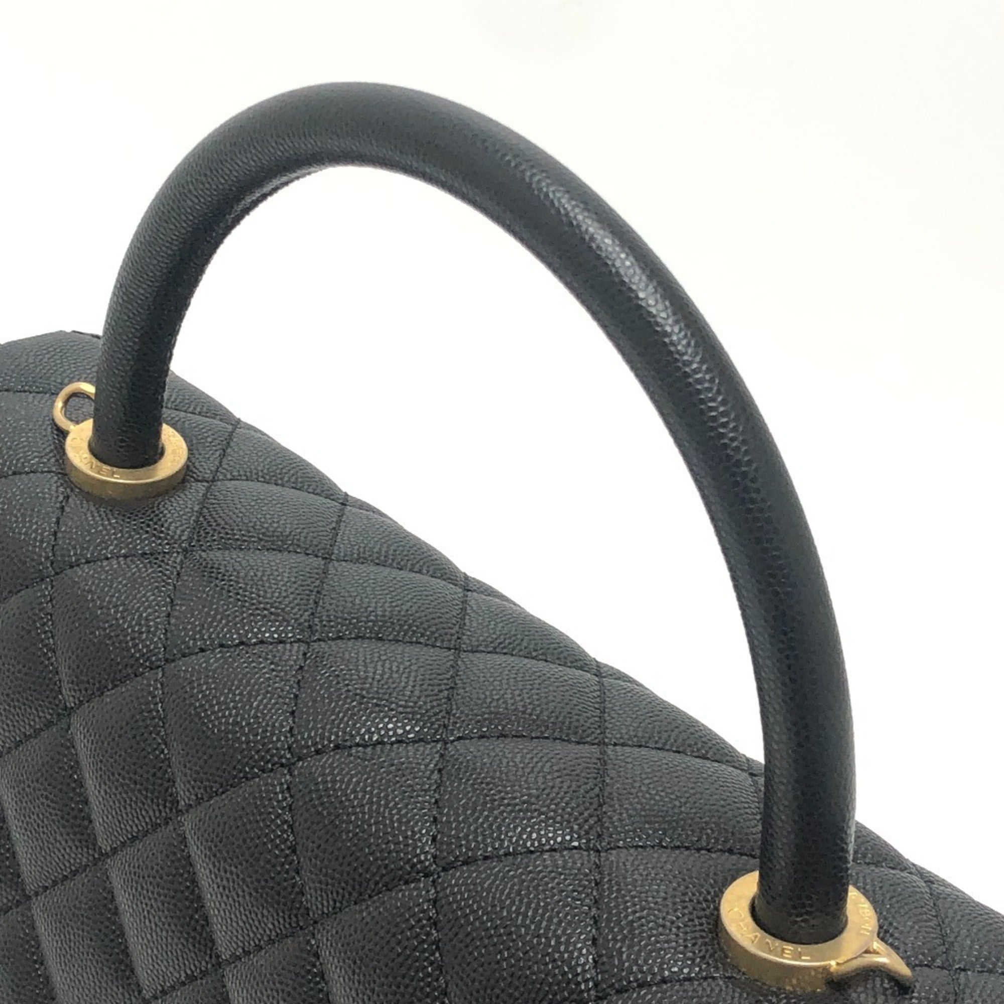 Chanel Matelasse Black Grained Calfskin Handbag Shoulder Bag (Pre-Owned)