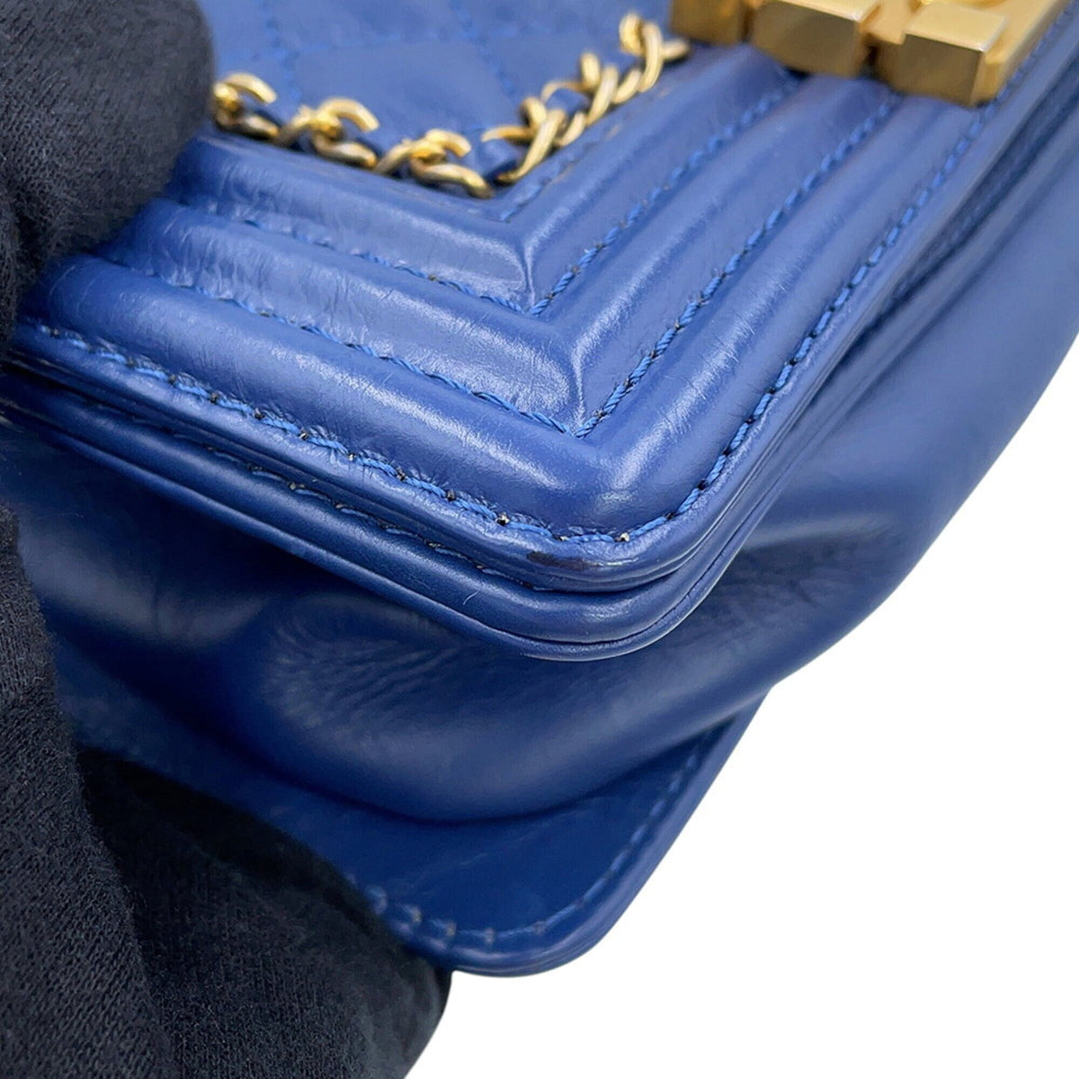 Chanel Blue Leather Handbag Shoulder Bag (Pre-Owned)