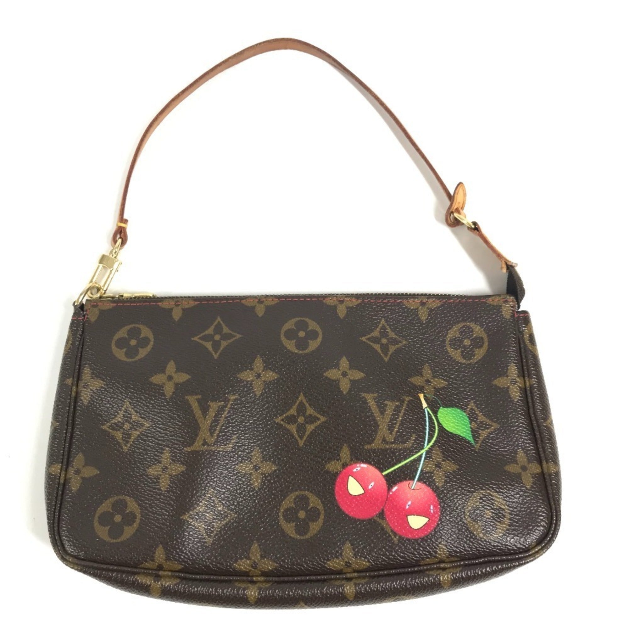 Louis Vuitton Brown Monogram Cherry Red Color Handbag Pochette (Pre-Owned)