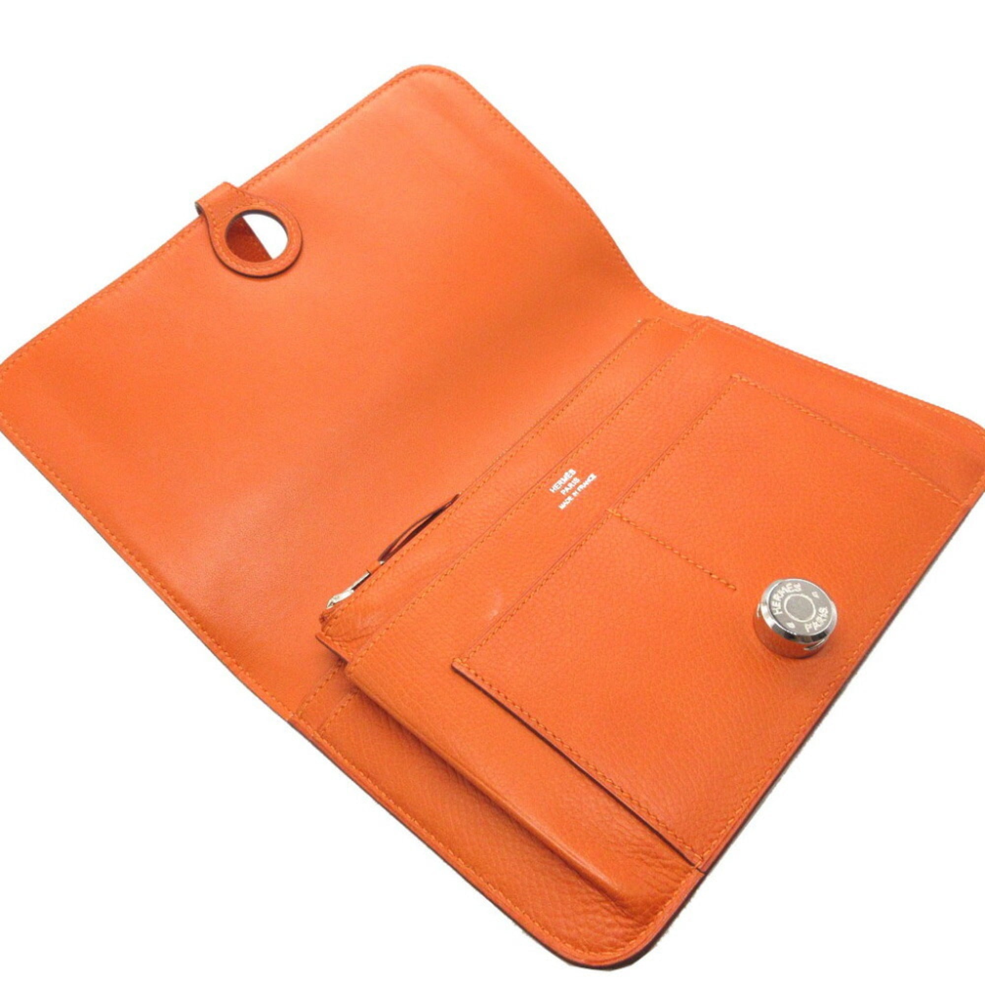 Hermes Orange Togo Leather Long Wallet (Bi-Fold) (Pre-Owned)