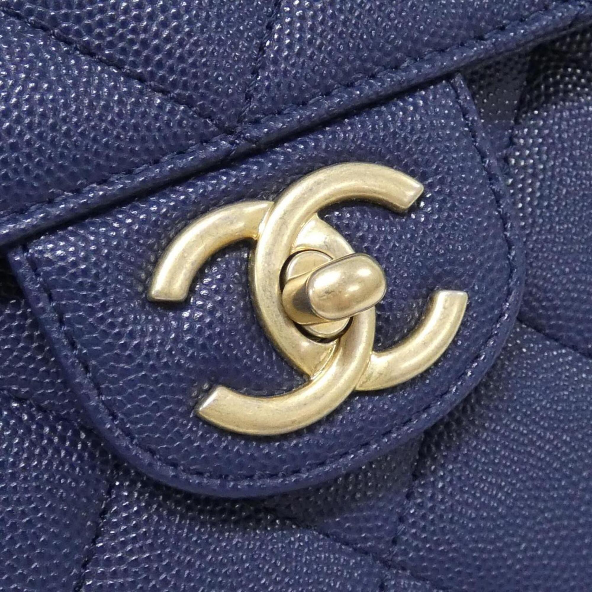 Chanel Navy Grained Calfskin Handbag (Pre-Owned)