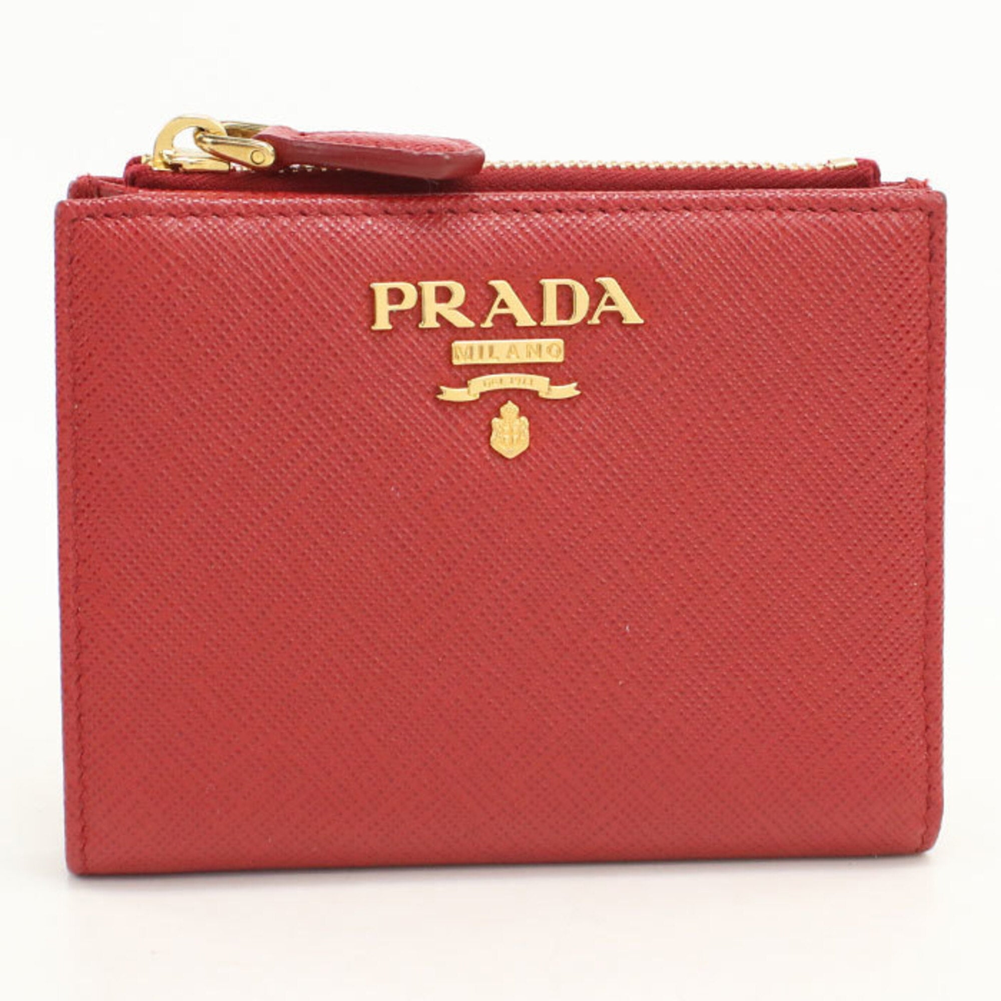 Prada Red Color Leather Wallet (Bi-Fold) (Pre-Owned)