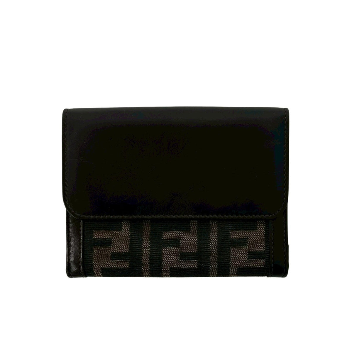 Fendi Black Brown Canvas Leather Wallet (Bi-Fold) (Pre-Owned)