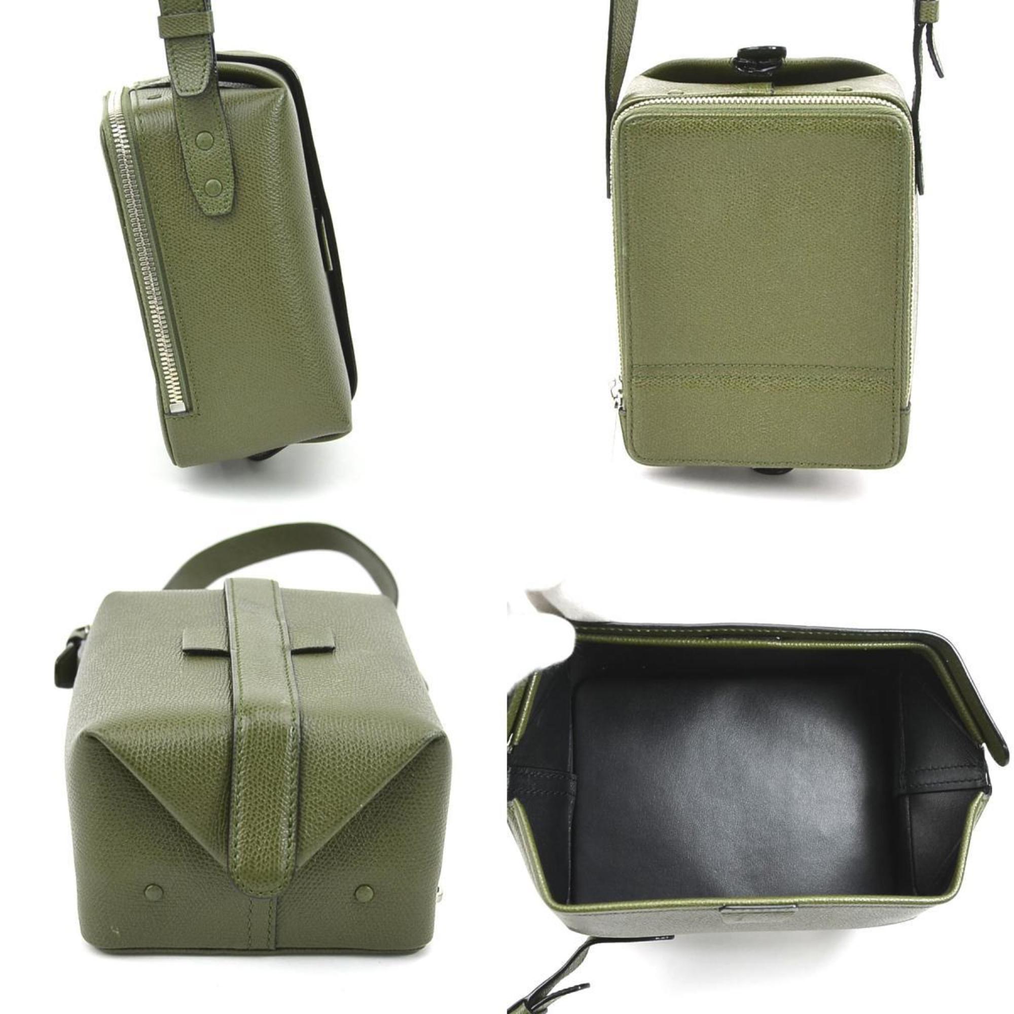 Valextra Khaki Leather Shoulder Bag (Pre-Owned)