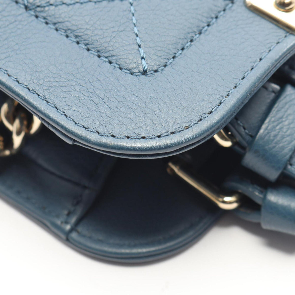 Chanel Matelasse Blue Leather Handbag Shoulder Bag (Pre-Owned)