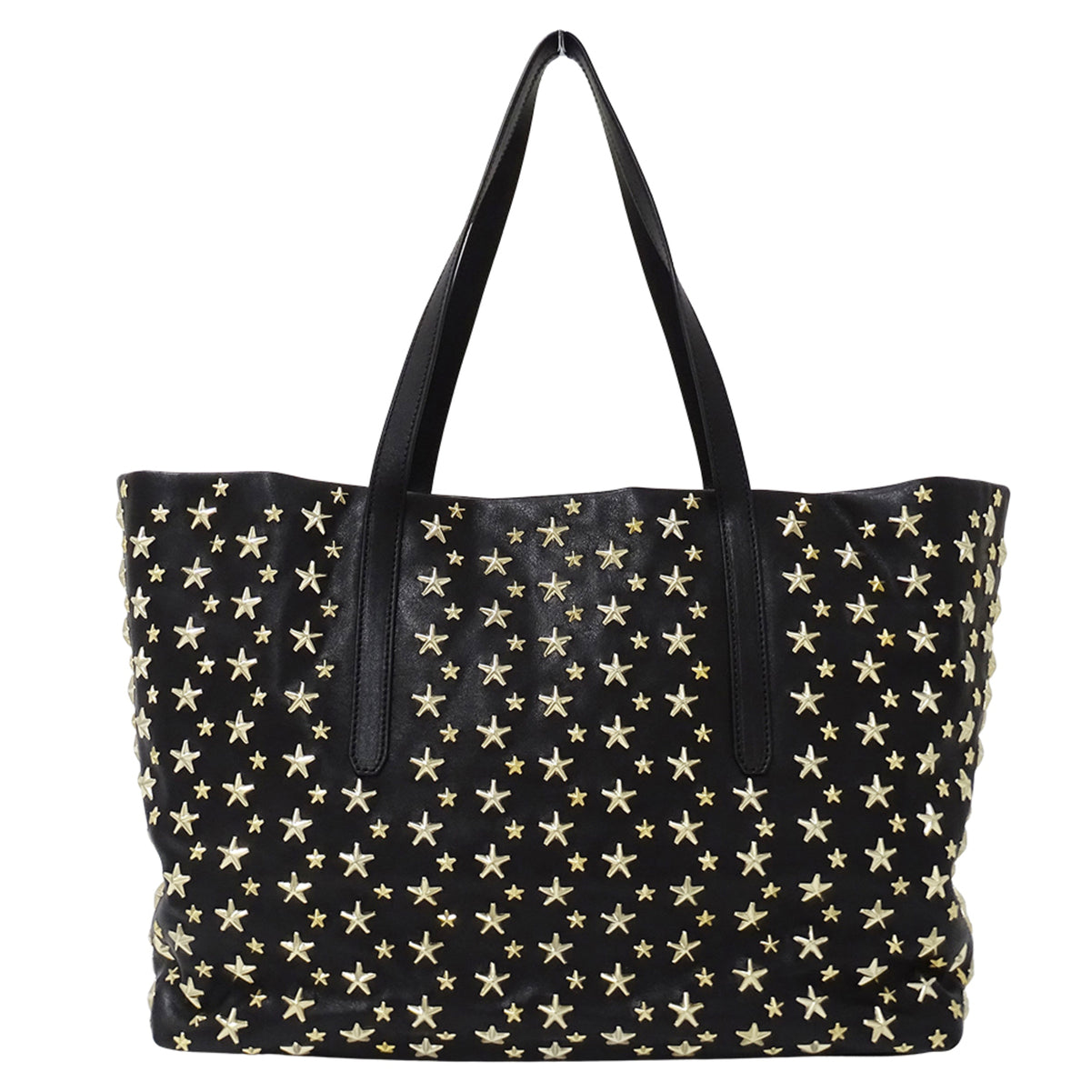 Jimmy Choo Black Leather Handbag Tote Bag (Pre-Owned)