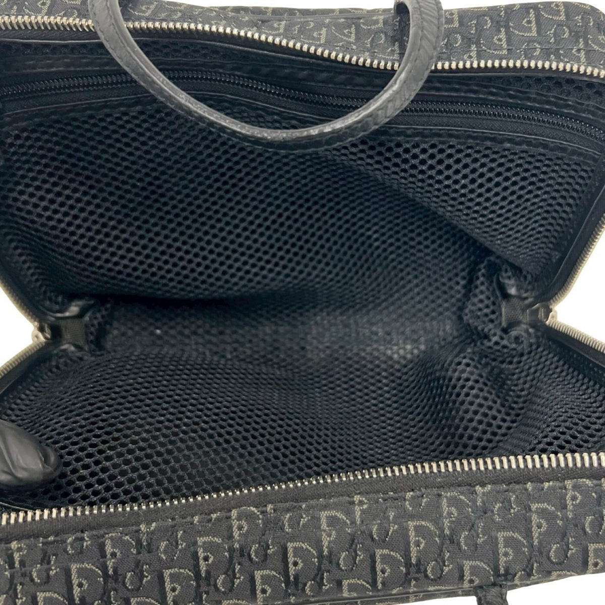 Christian Dior Black Canvas Leather Boston Bag Handbag (Pre-Owned)