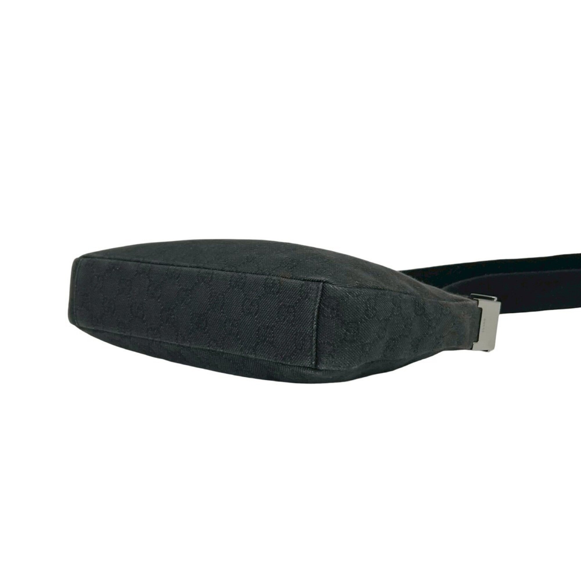 Gucci Black Leather Canvas Pochette Shoulder Bag (Pre-Owned)