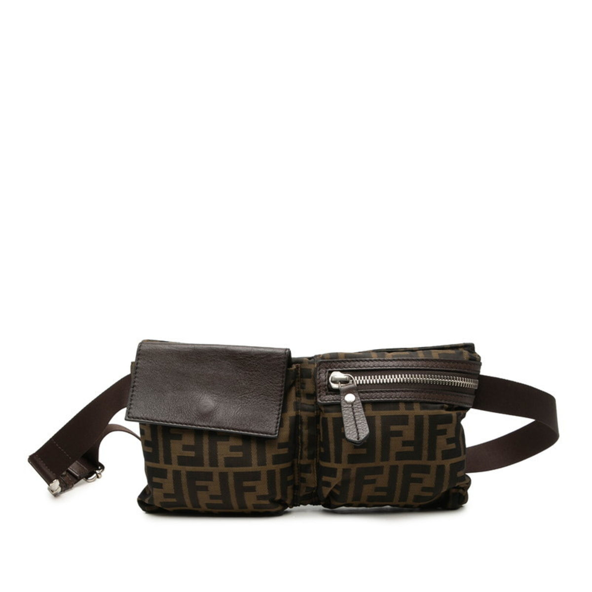 Fendi Zucca Brown Canvas Leather Sling Bag (Pre-Owned)