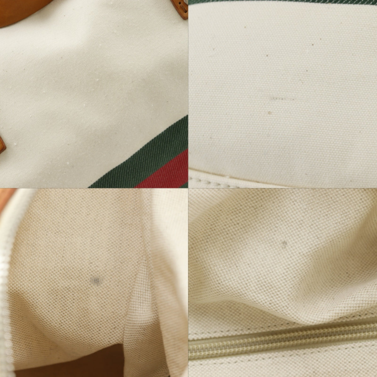Gucci Off-White Canvas Boston Bag (Pre-Owned)