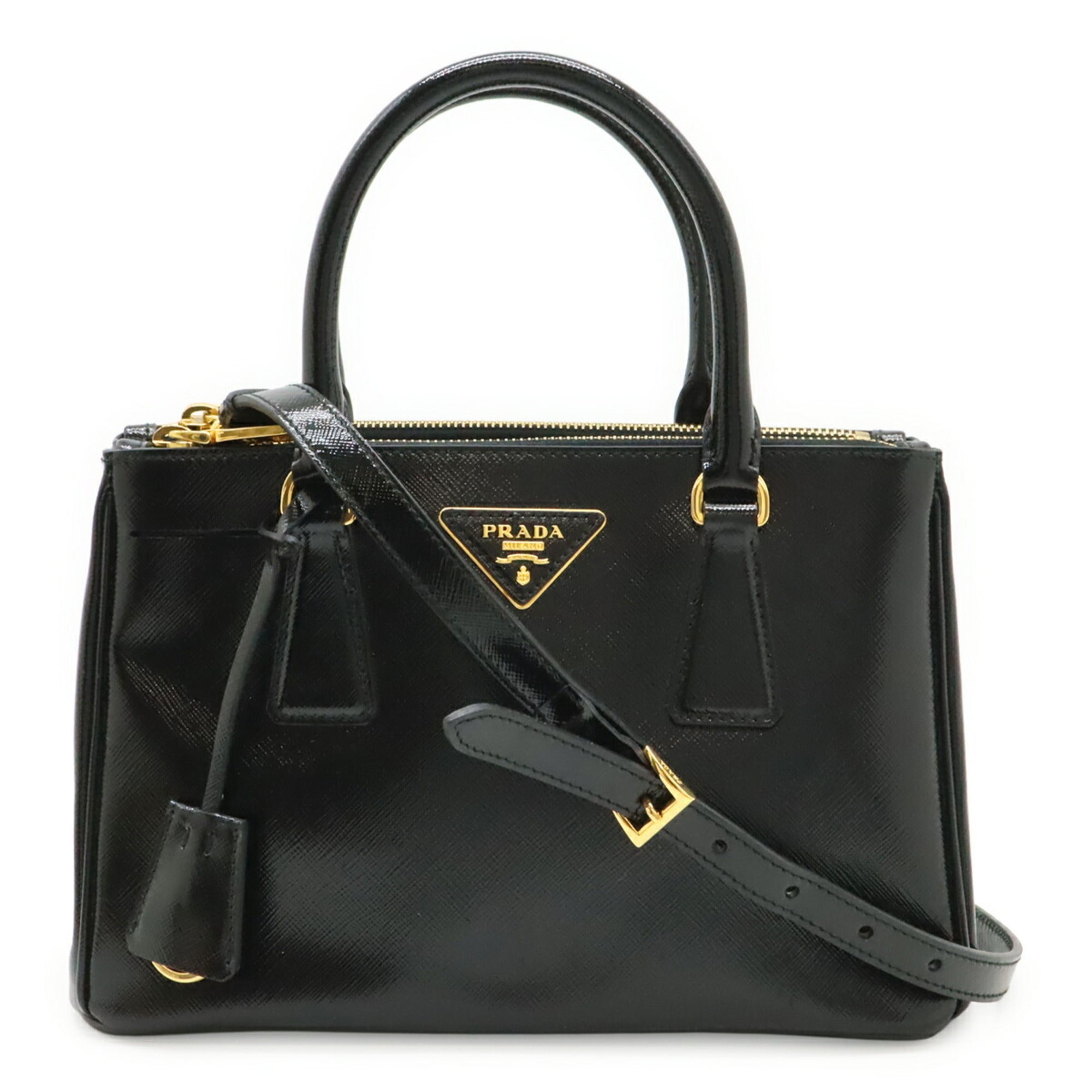 Prada Black Nero Patent Leather Handbag Shoulder Bag (Pre-Owned)