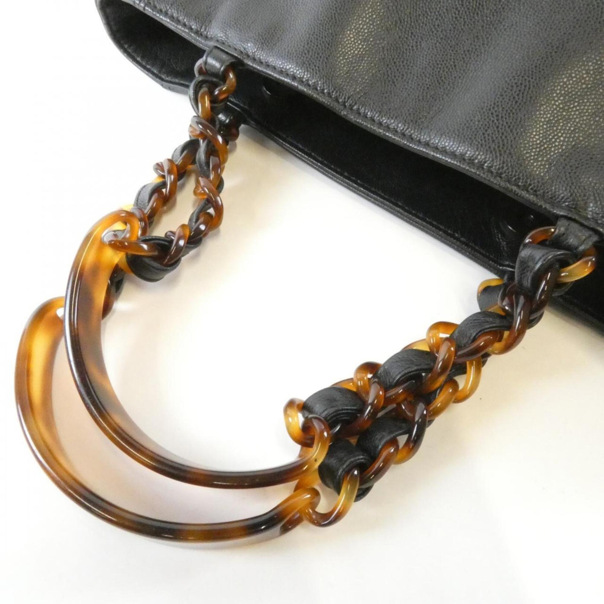 Chanel Black Grained Calfskin Handbag (Pre-Owned)