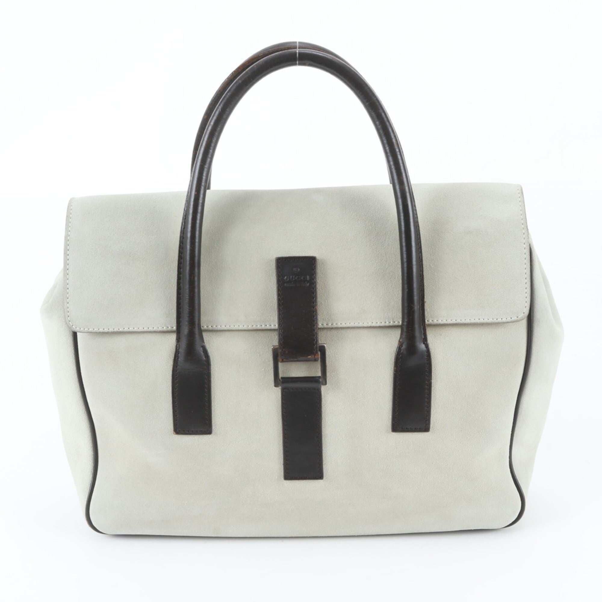 Gucci Brown Green Leather Handbag Shoulder Bag Tote Bag (Pre-Owned)
