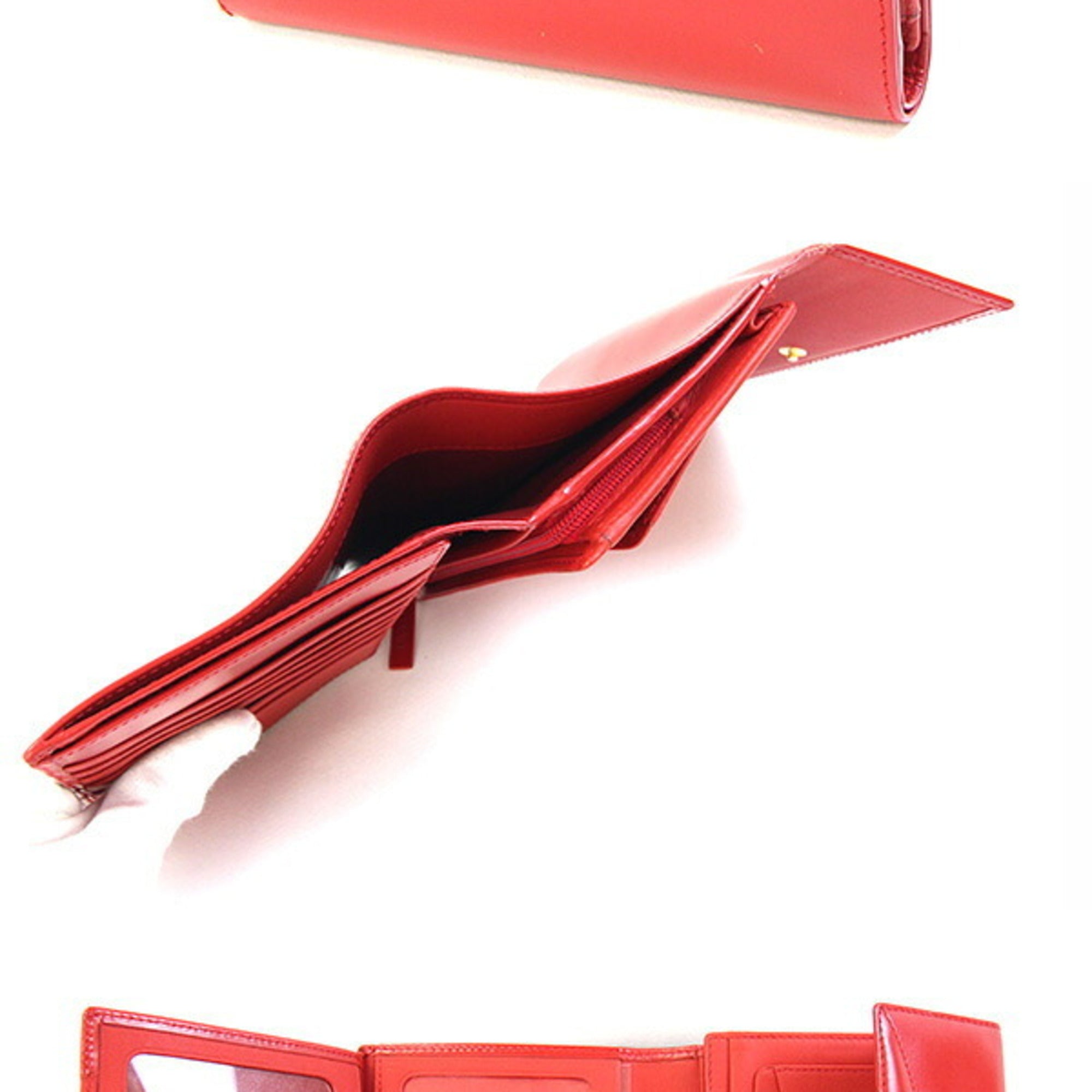 Loewe Red Color Leather Wallet (Tri-Fold) (Pre-Owned)
