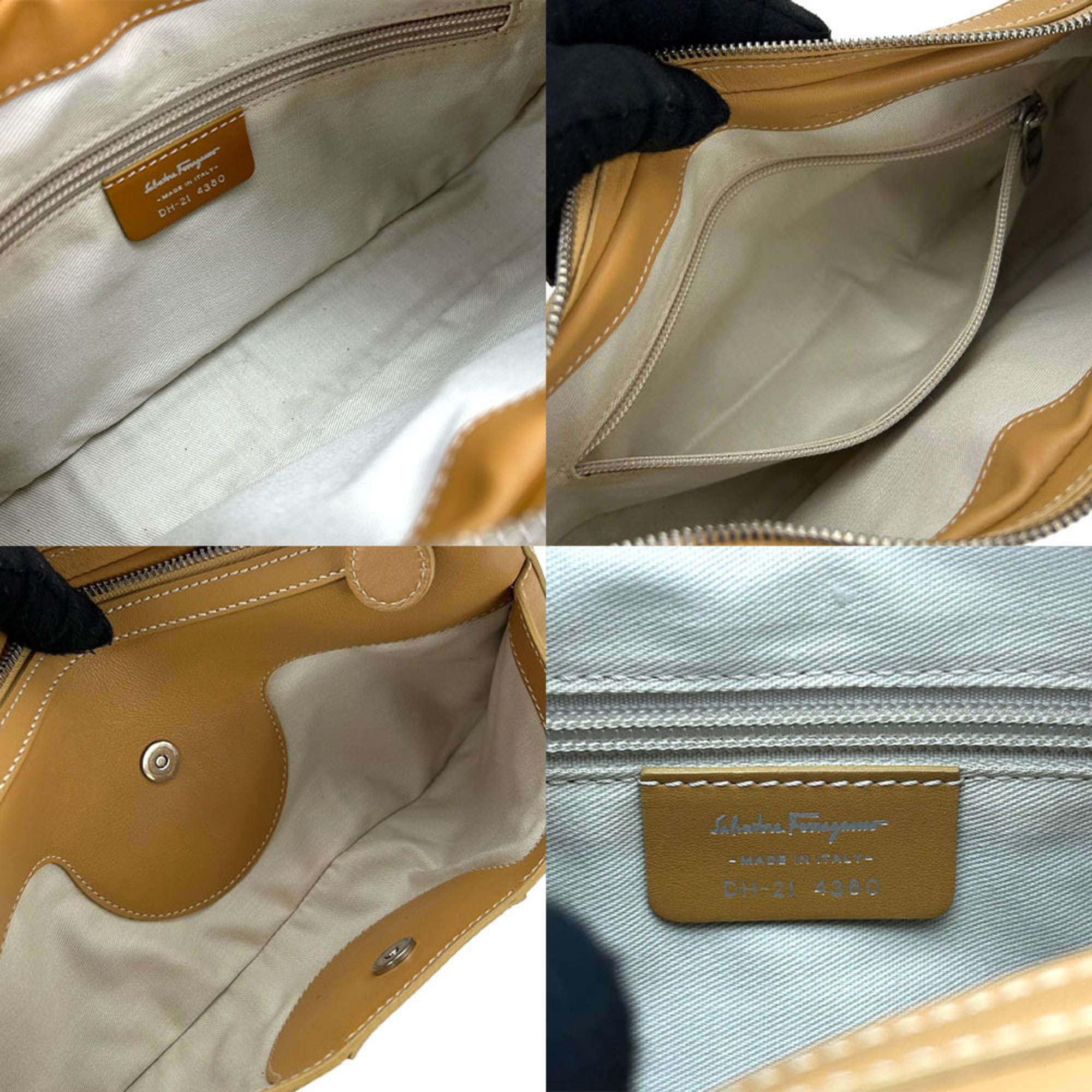 Salvatore Ferragamo Gancini Camel Leather Shoulder Bag (Pre-Owned)