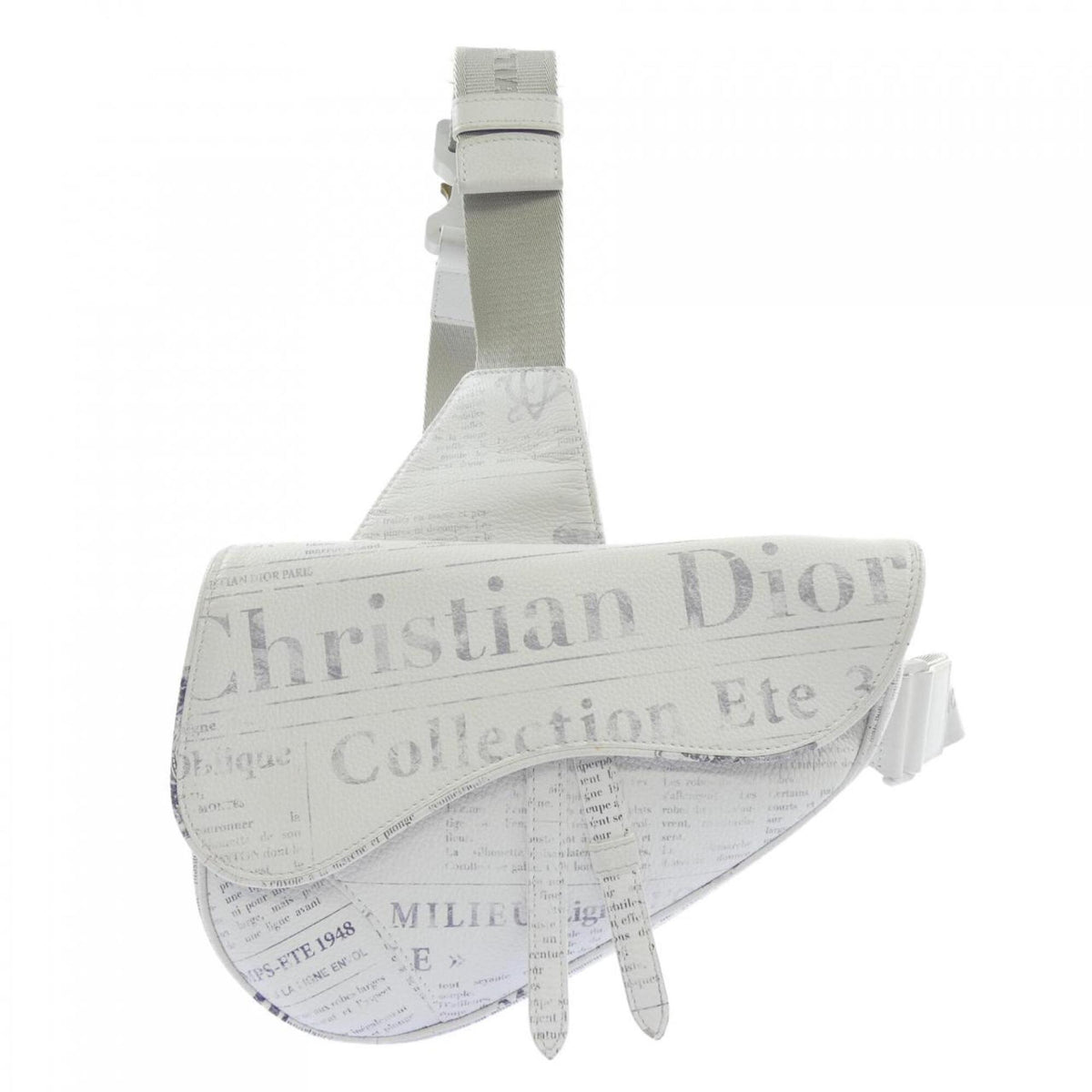 Christian Dior Gray White Handbag Saddle Bag (Pre-Owned)