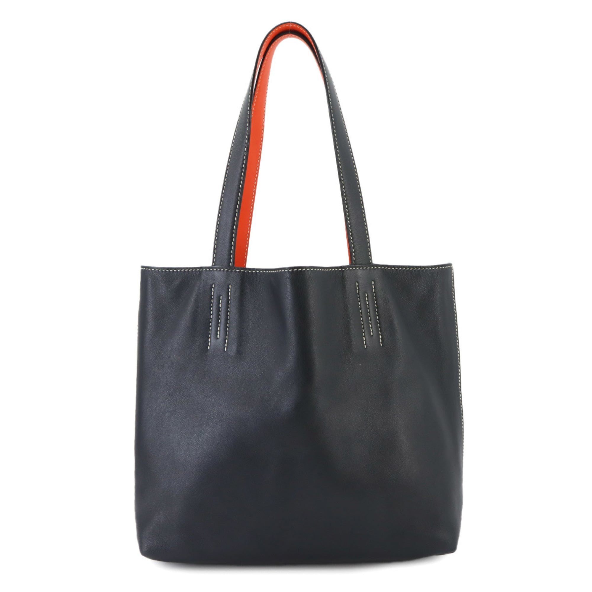Hermes Black Orange Handbag Tote Bag (Pre-Owned)