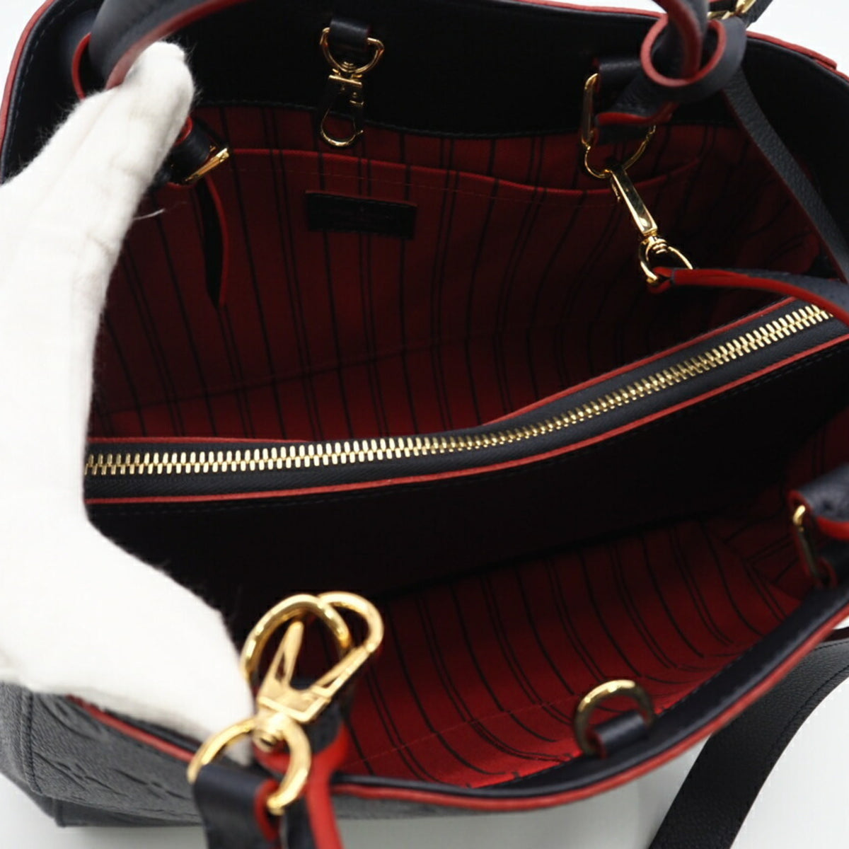 Louis Vuitton Navy Red Color Leather Shoulder Bag (Pre-Owned)