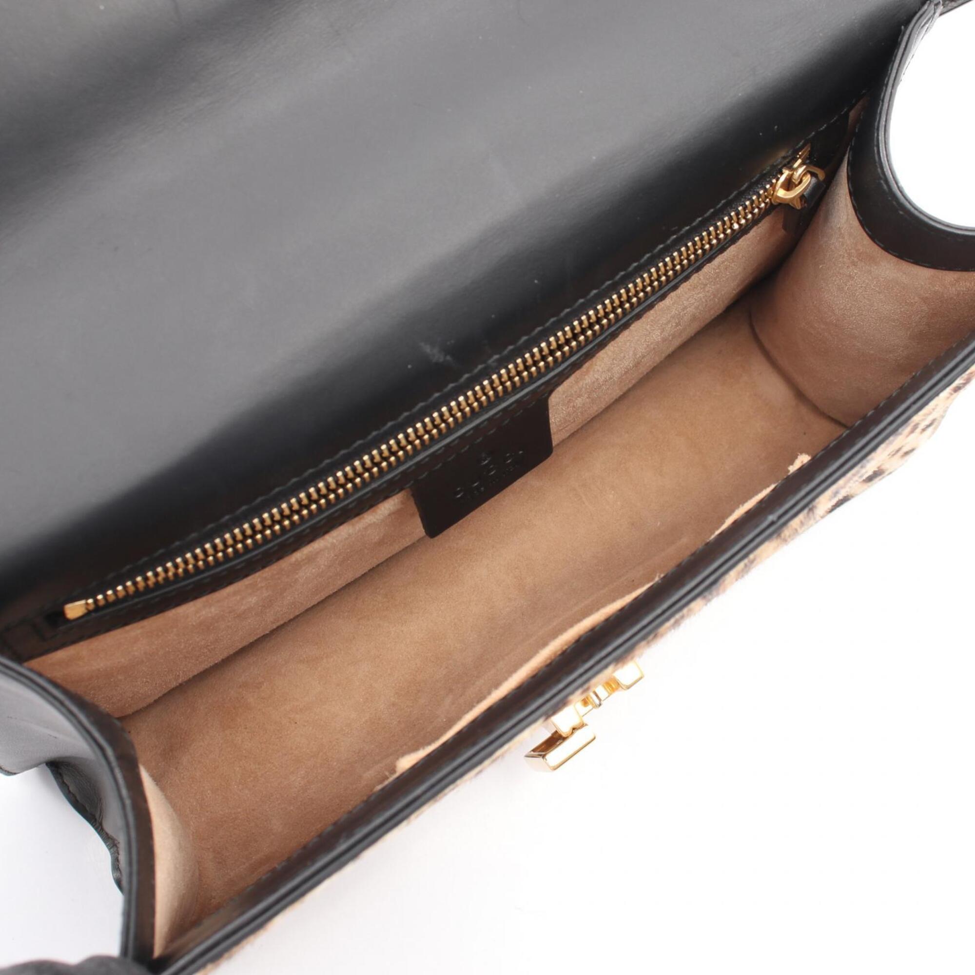 Gucci Beige Black Multi-Color Leather Handbag Shoulder Bag (Pre-Owned)