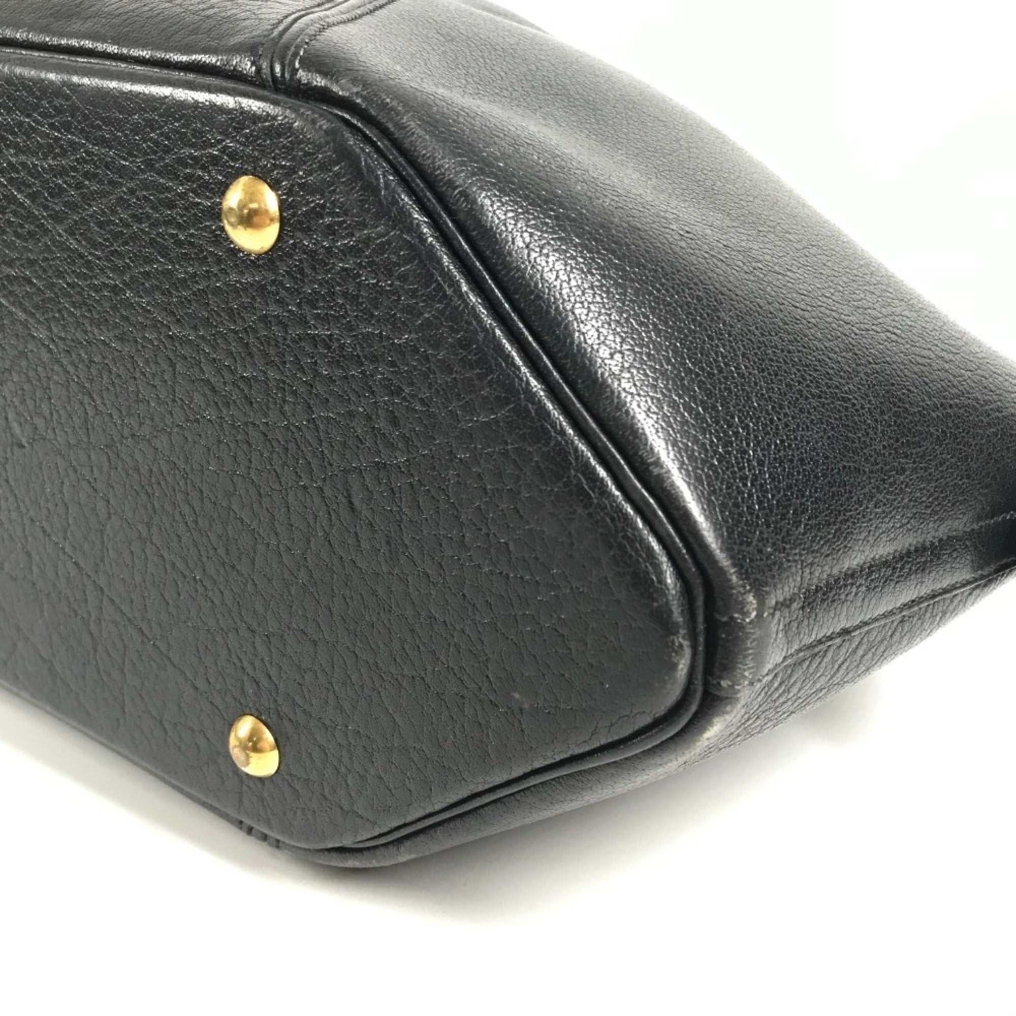 Hermes Black Leather Handbag Tote Bag (Pre-Owned)
