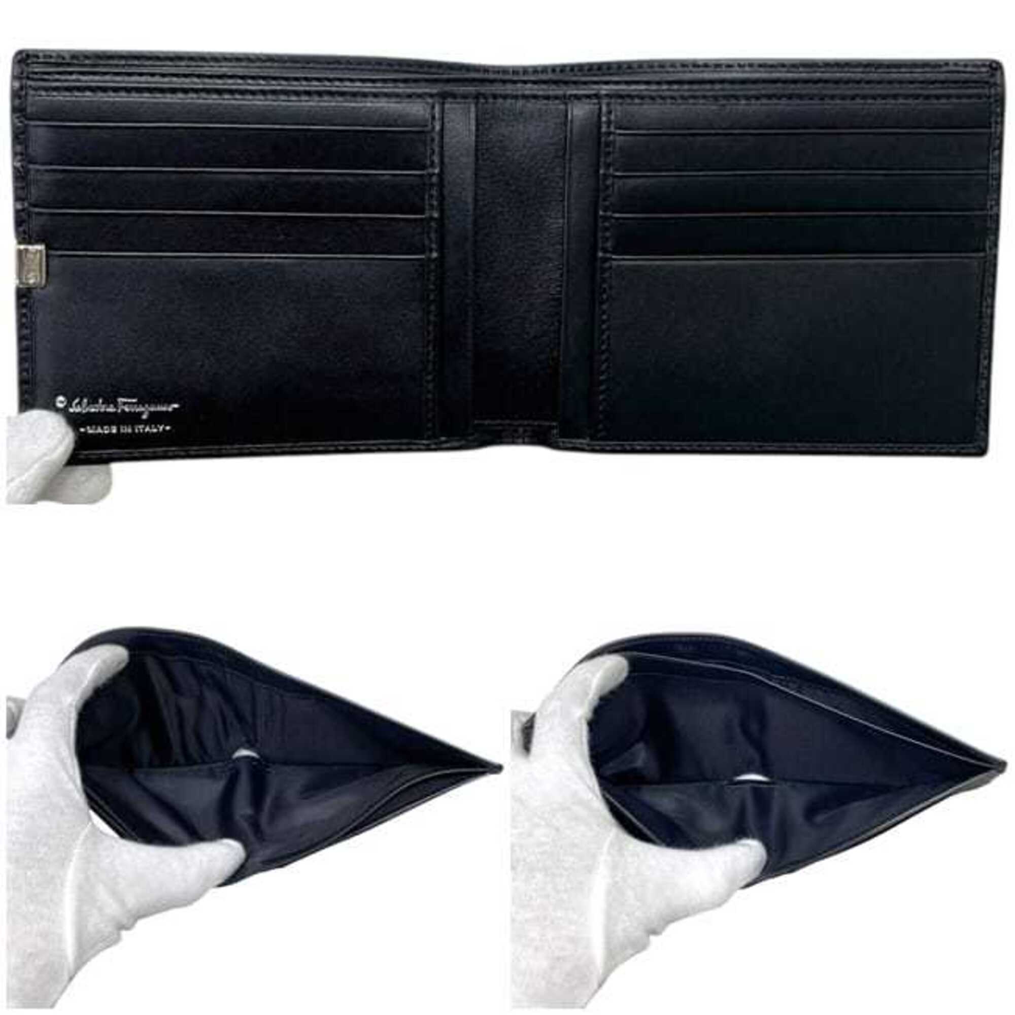 Salvatore Ferragamo Black Leather Wallet (Bi-Fold) (Pre-Owned)