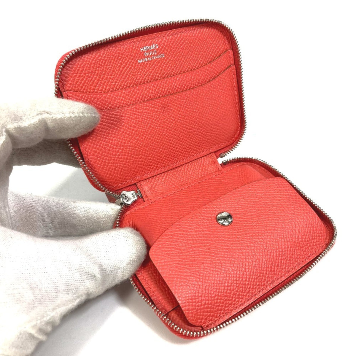 Hermes Soie Cool Rose Jaipur Epsom Leather Silk Wallet (Bi-Fold) (Pre-Owned)