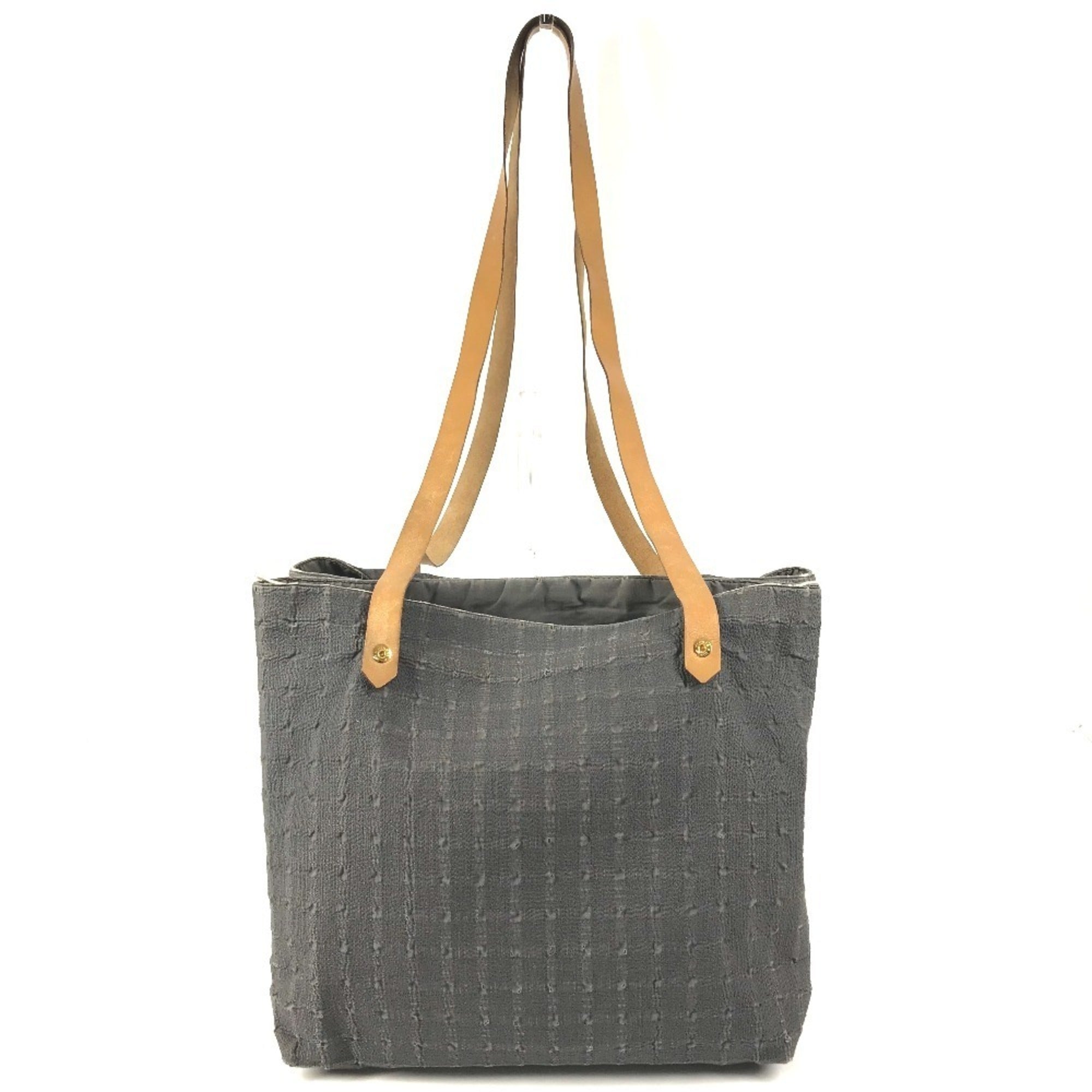 Hermes Ahmedabad Gray Cotton Shoulder Bag Tote Bag (Pre-Owned)