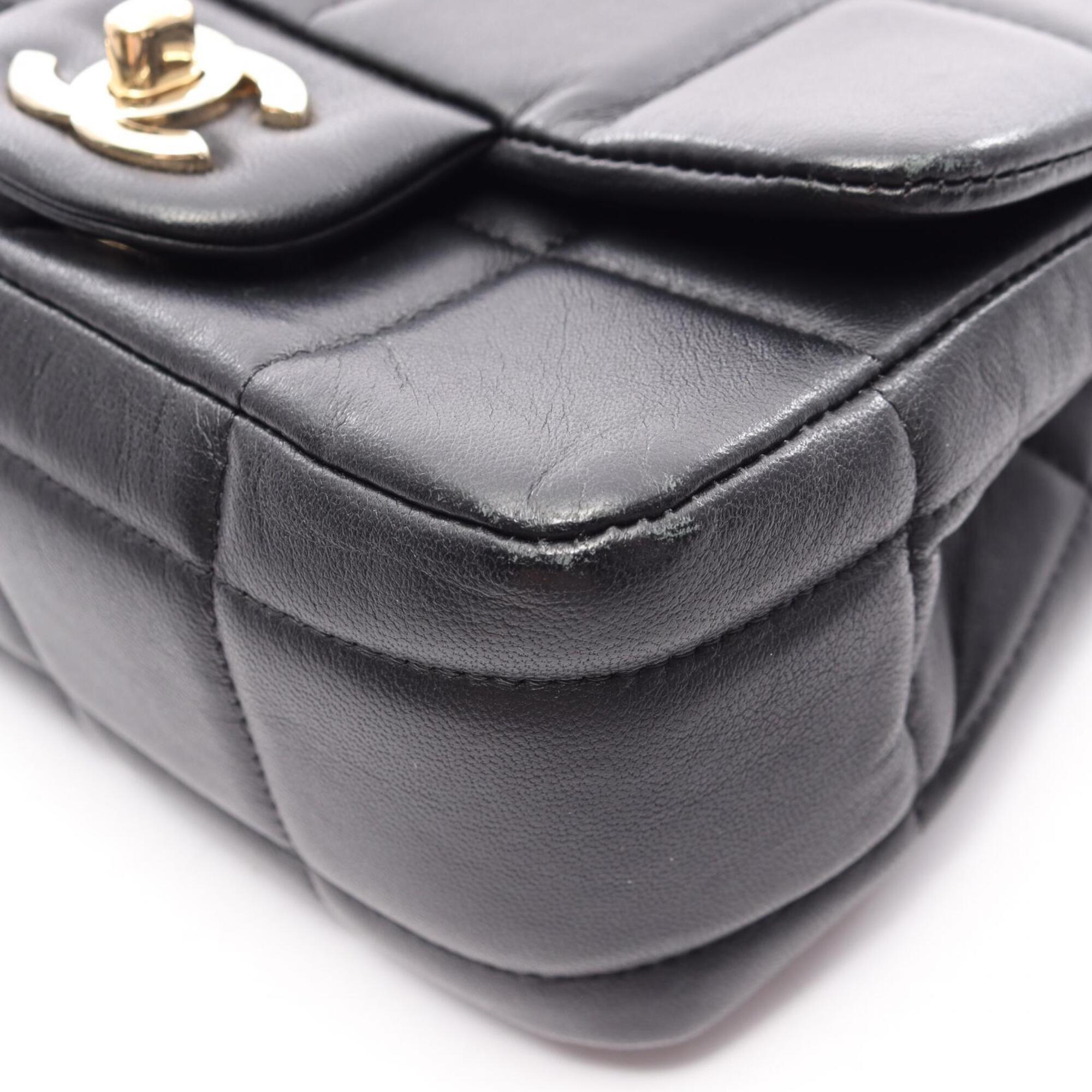 Chanel Chocolate Bar Black Leather Handbag Shoulder Bag (Pre-Owned)