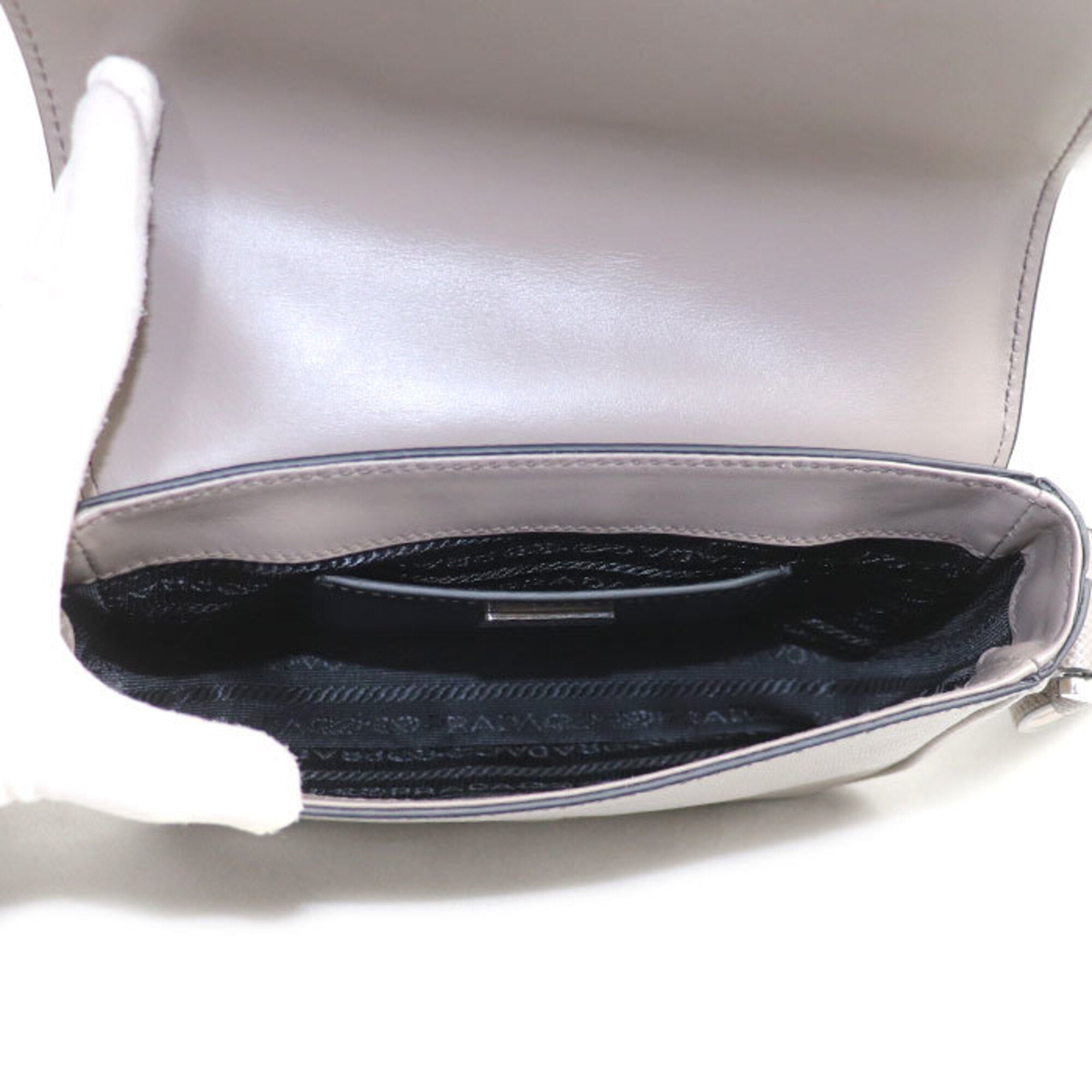 Prada Gray Leather Shoulder Bag (Pre-Owned)