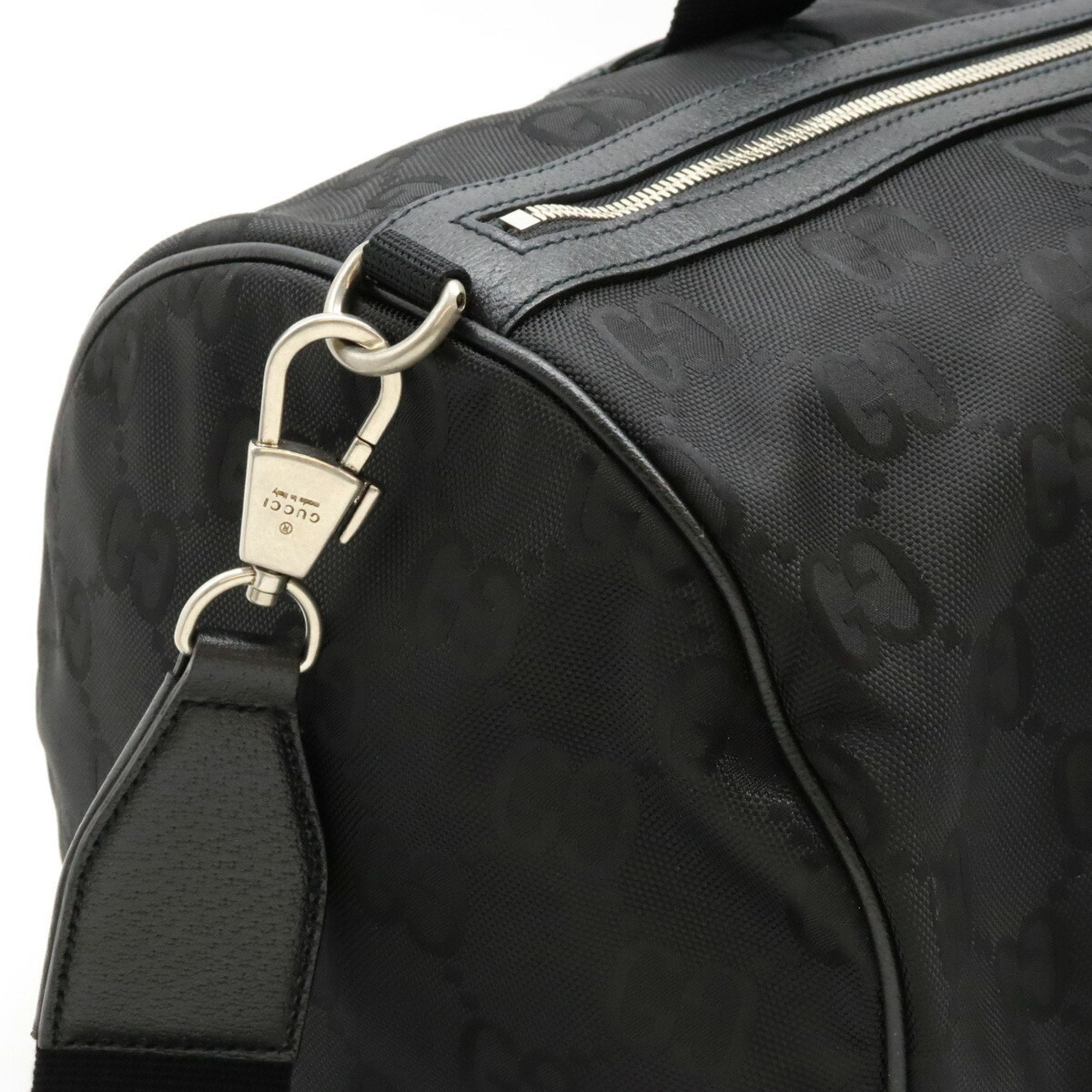 Gucci Black Nylon Canvas Leather Boston Bag Shoulder Bag (Pre-Owned)