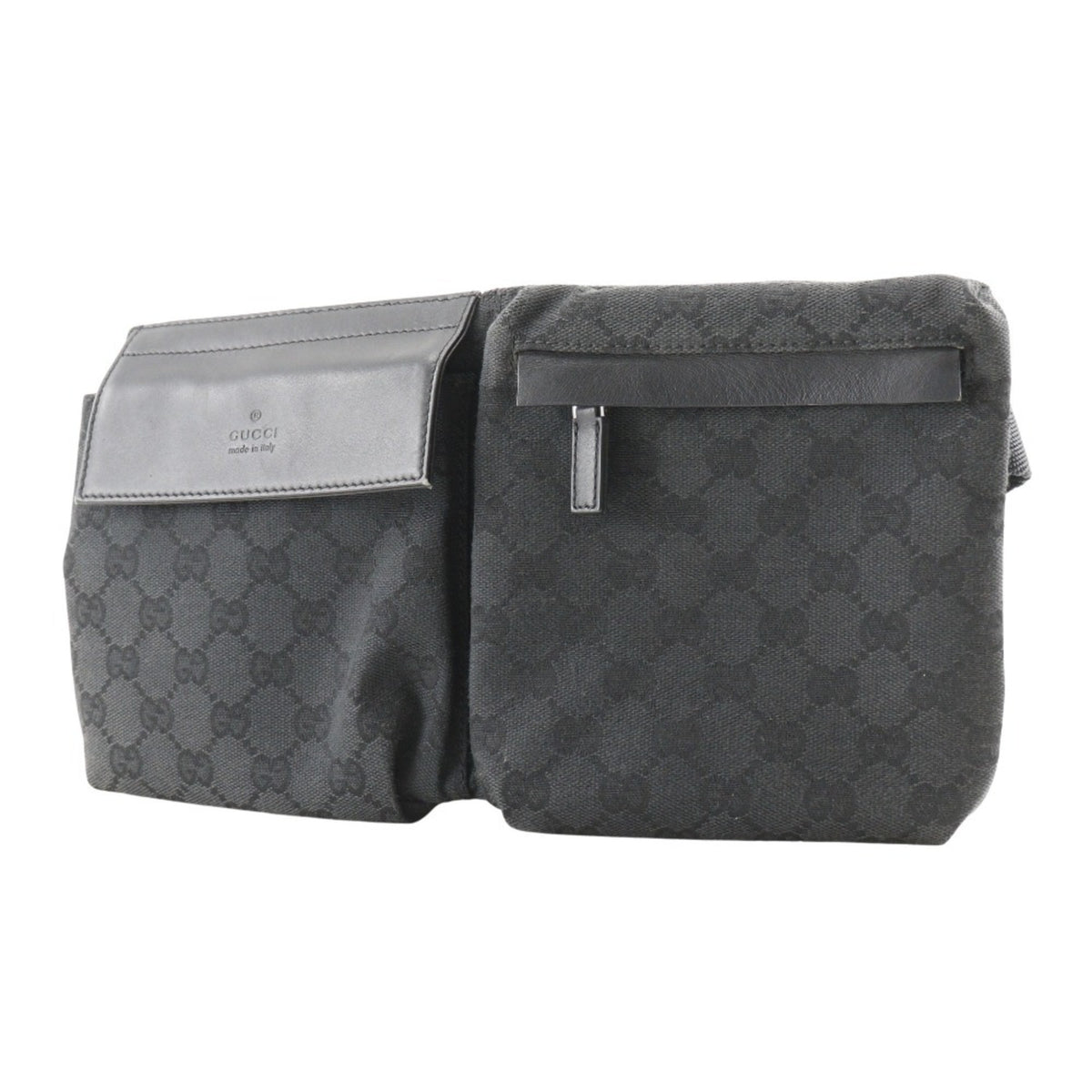 Gucci Black Gg Canvas Leather Sling Bag (Pre-Owned)