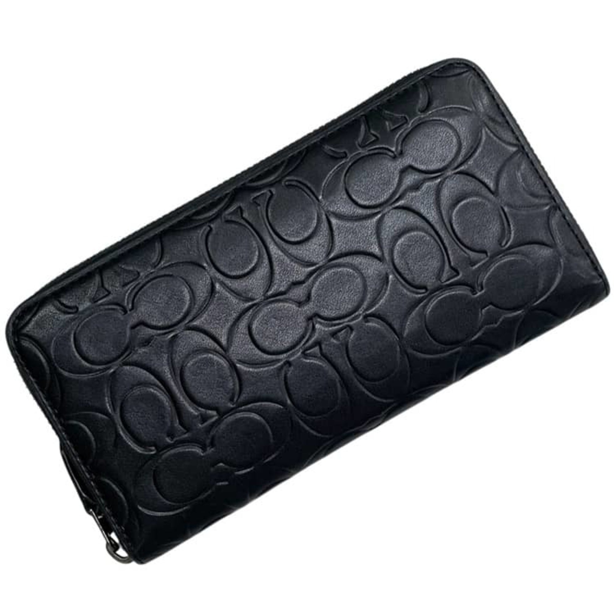 Coach Signature Black Leather Long Wallet (Bi-Fold) (Pre-Owned)