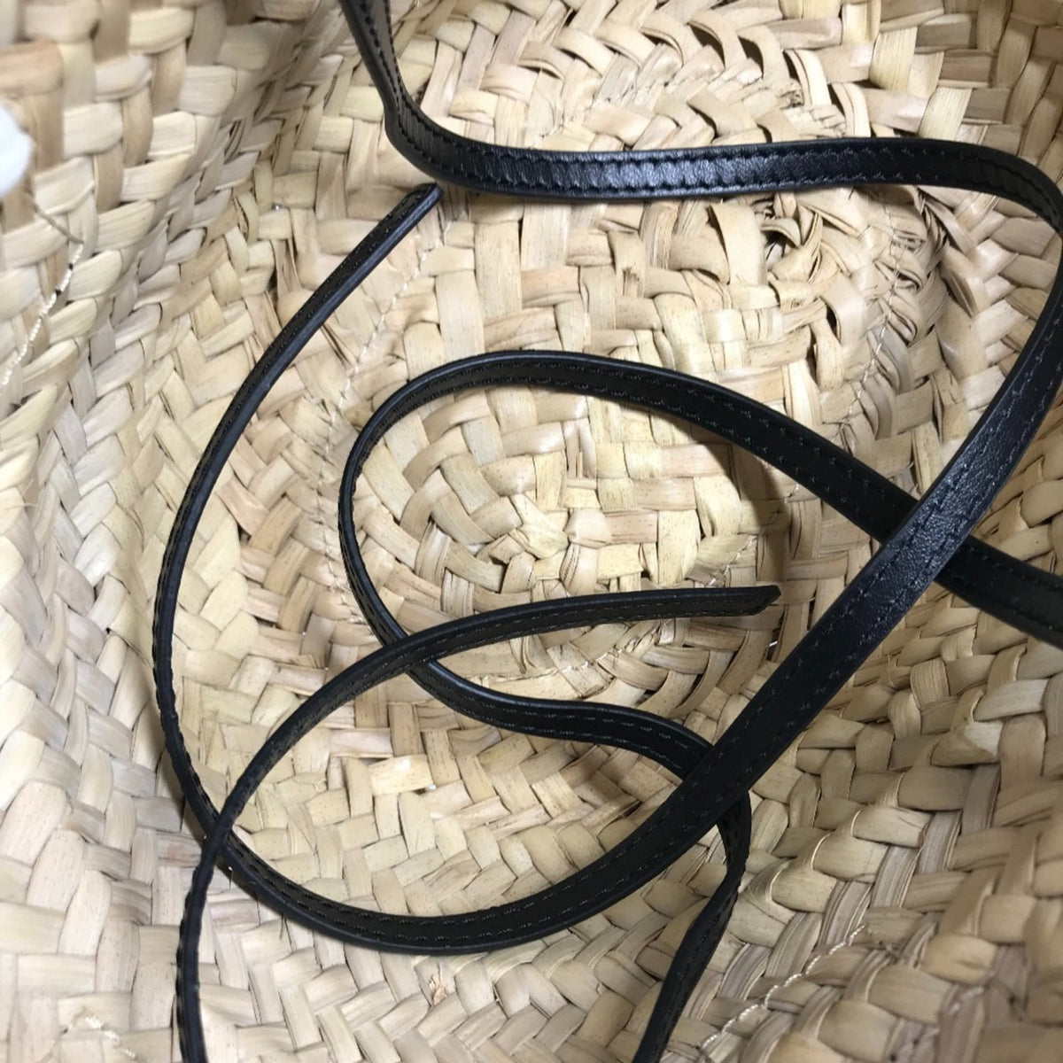 Chloé Beige Black Raffia Leather Basket Handbag Shoulder Bag Tote Bag (Pre-Owned)