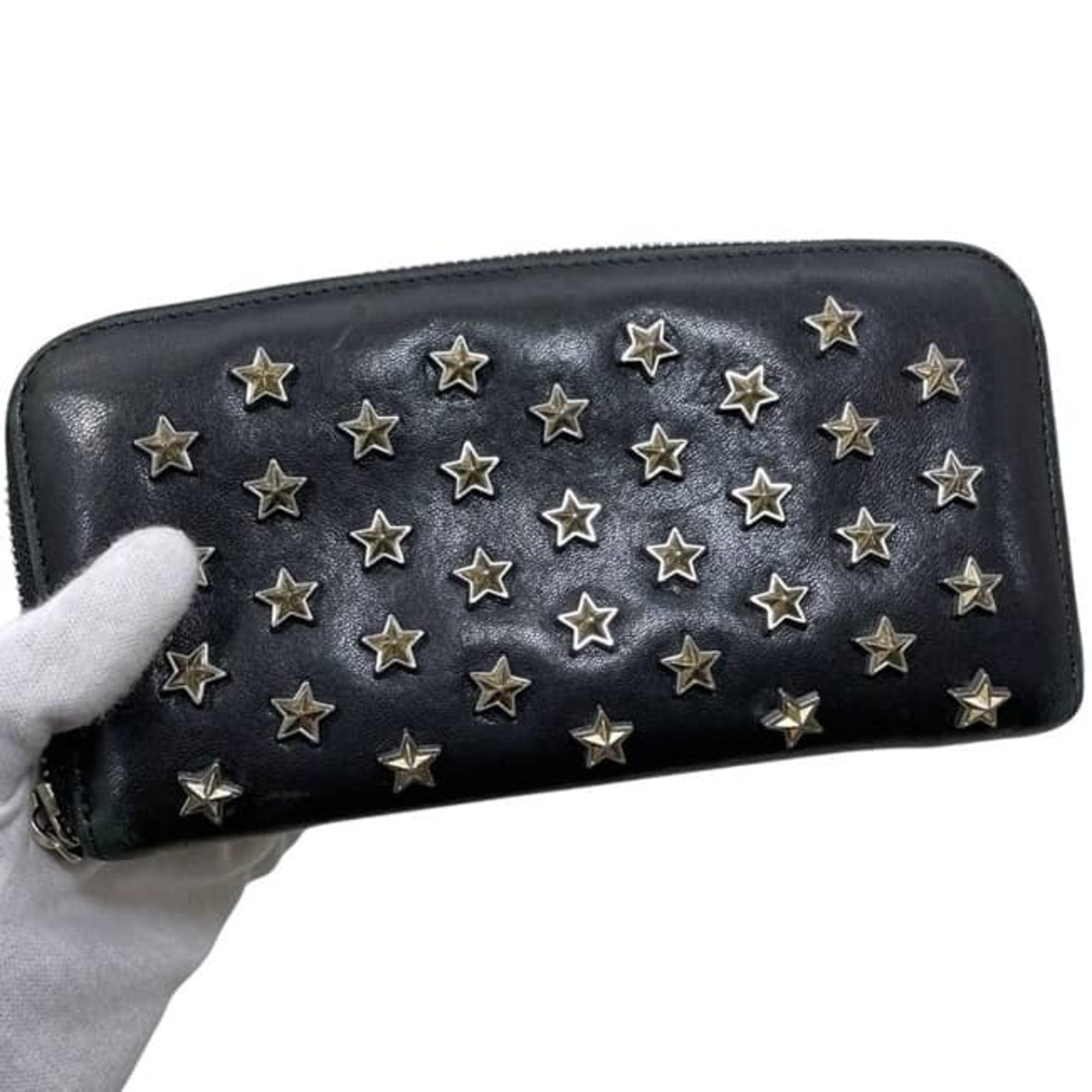 Jimmy Choo Black Leather Long Wallet (Bi-Fold) (Pre-Owned)