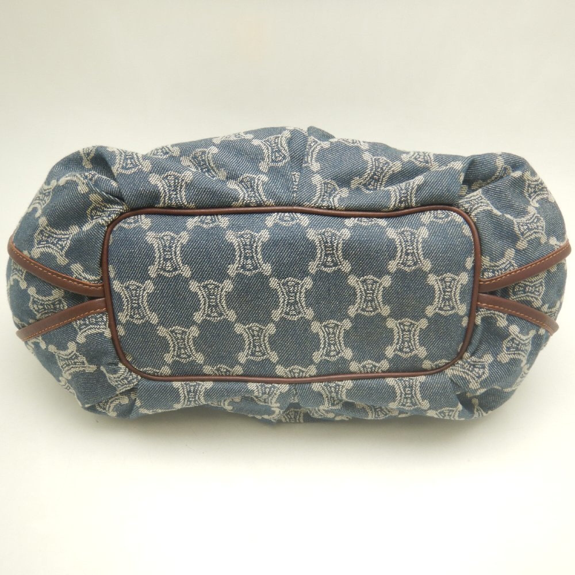Celine Bittersweet Blue Brown Cotton Denim Leather Handbag (Pre-Owned)
