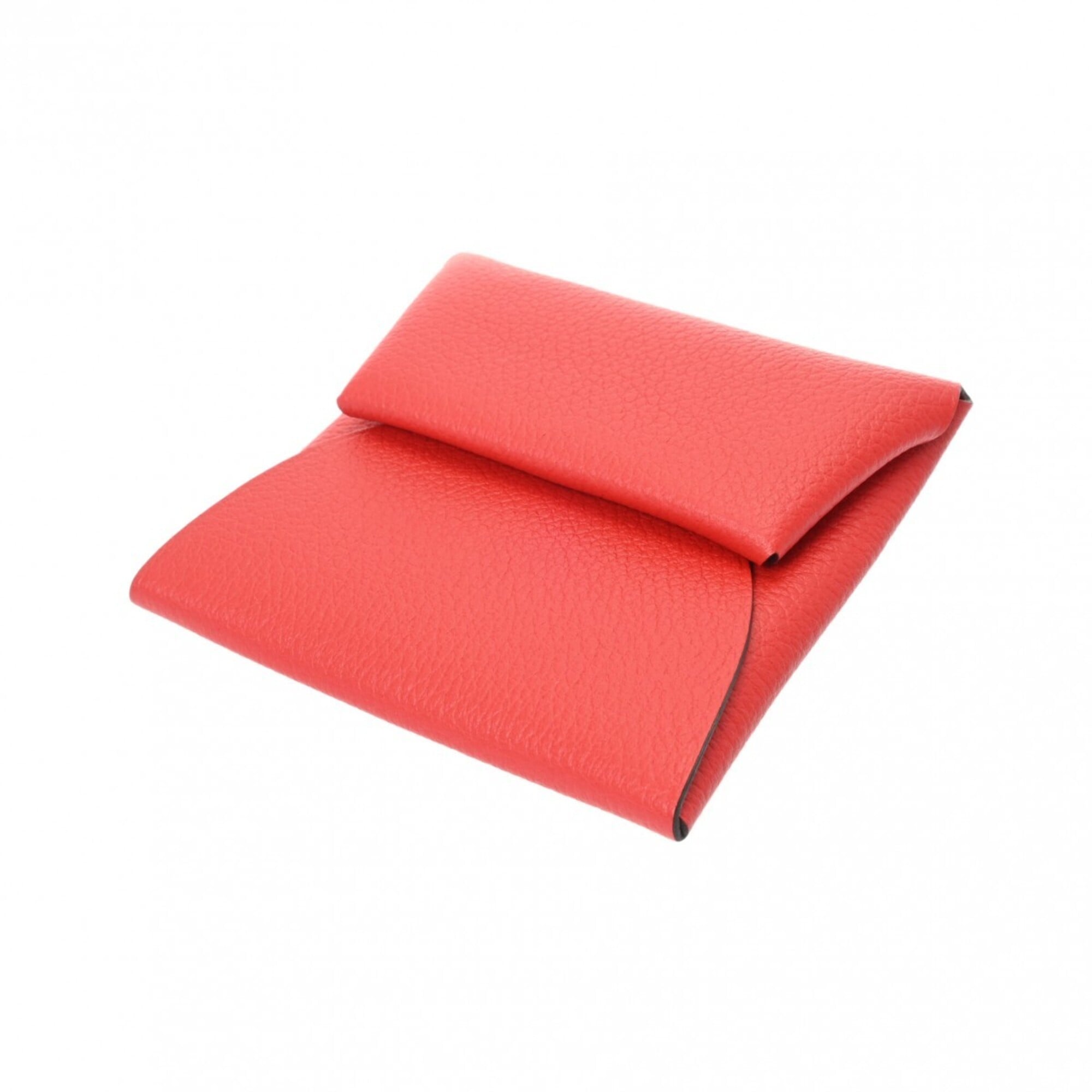 Hermes Red Color Evercalf Leather Coin Purse/Coin Case (Pre-Owned)