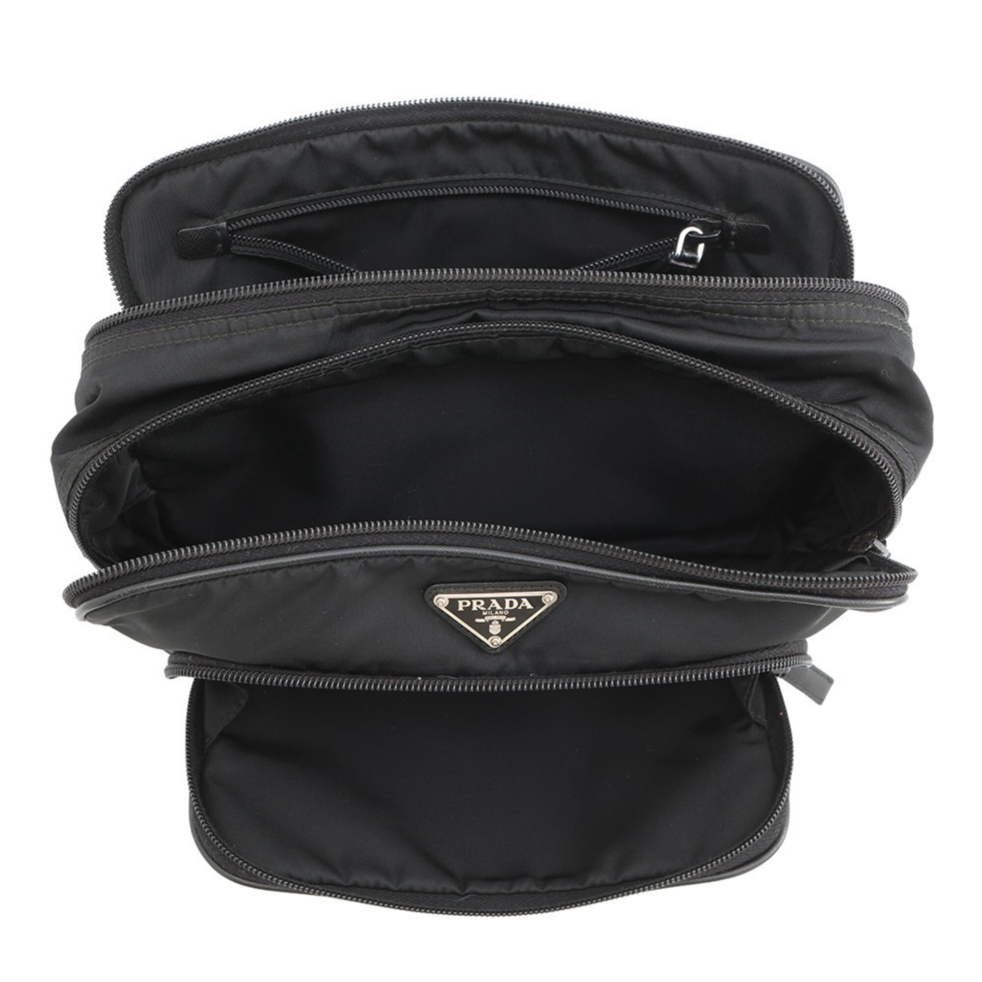 Prada Black Nylon Clutch Bag Handbag (Pre-Owned)