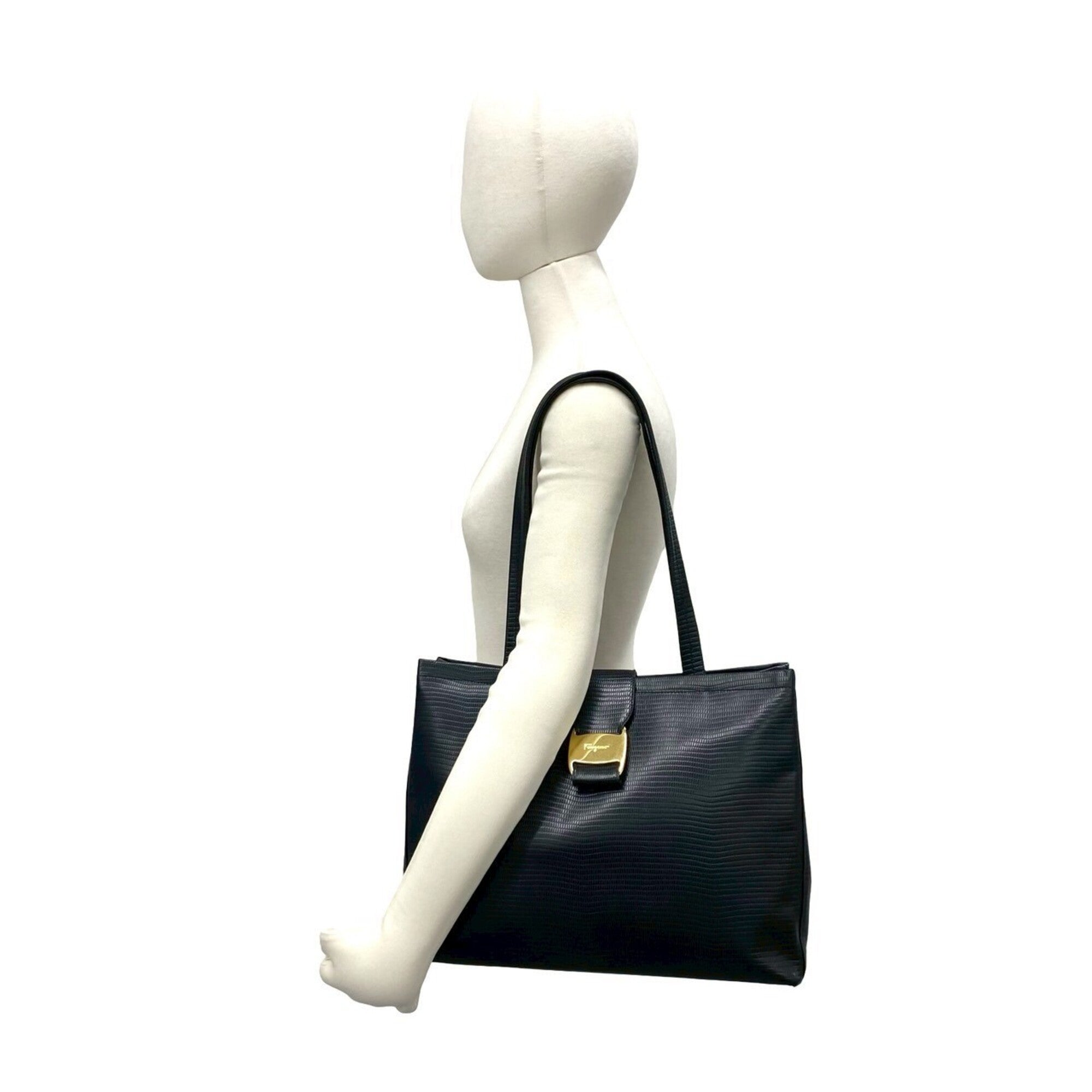 Salvatore Ferragamo Black Leather Tote Bag (Pre-Owned)